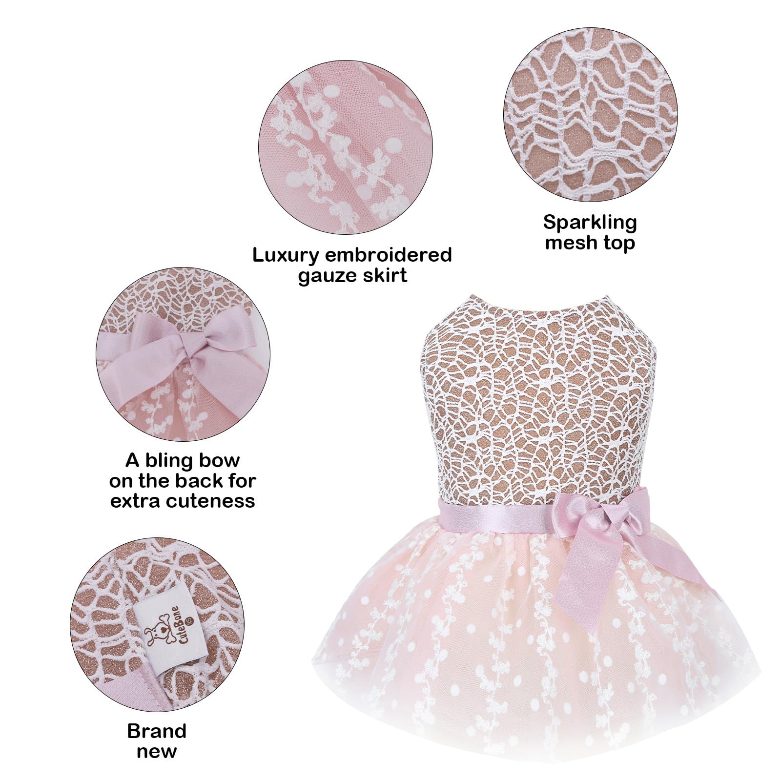 Cutebone Dog Birthday Dress Girl Puppy Skirt Tutu Cat Wedding Outfit Pet Party Clothes For Small Dogs Costume Dd23S