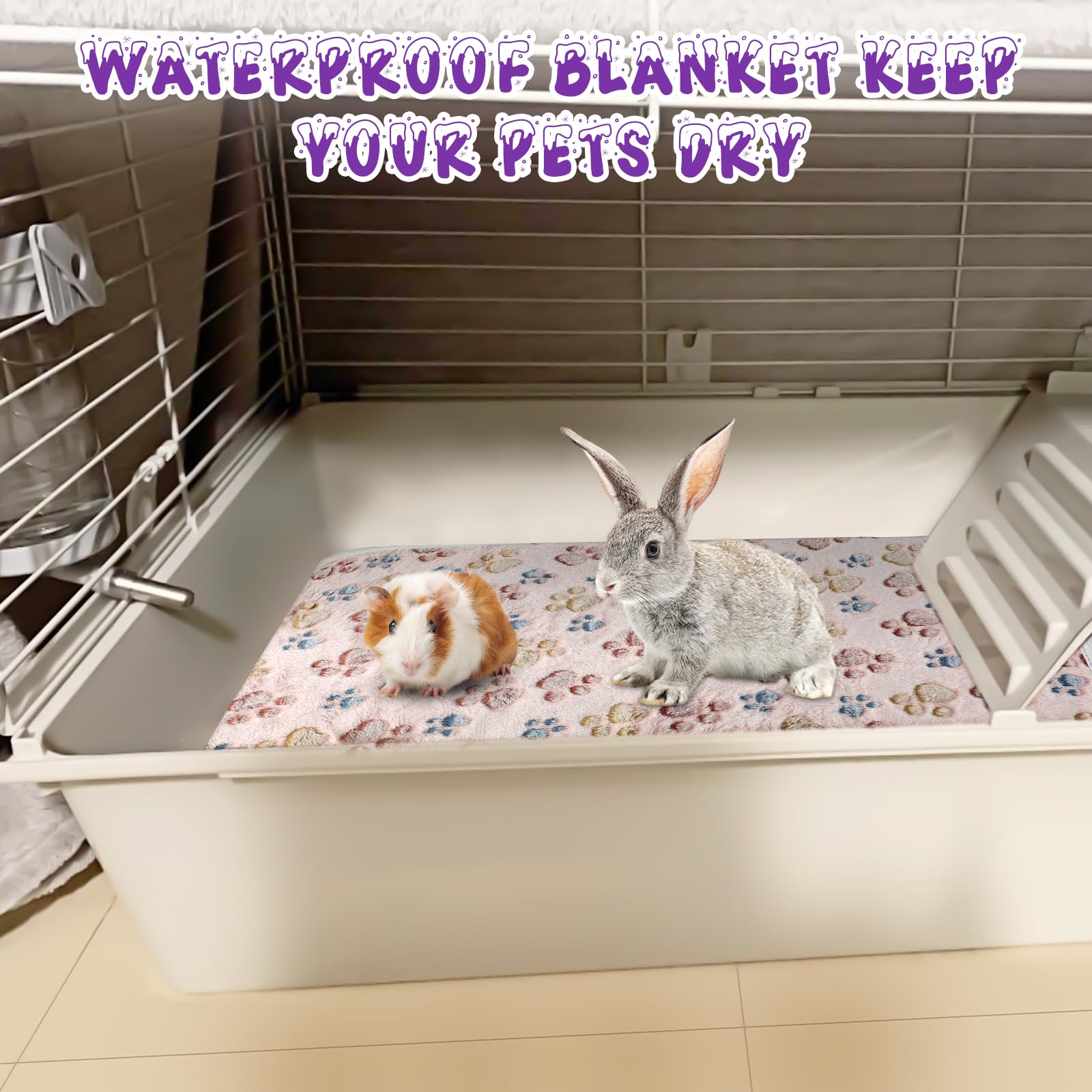 YUEPET Waterproof Guinea Pig Blankets Washable 6 Pack Small Animal Fleece Cage Liners Pet Soft Sleep Mat Pad Cover Warm Flannel