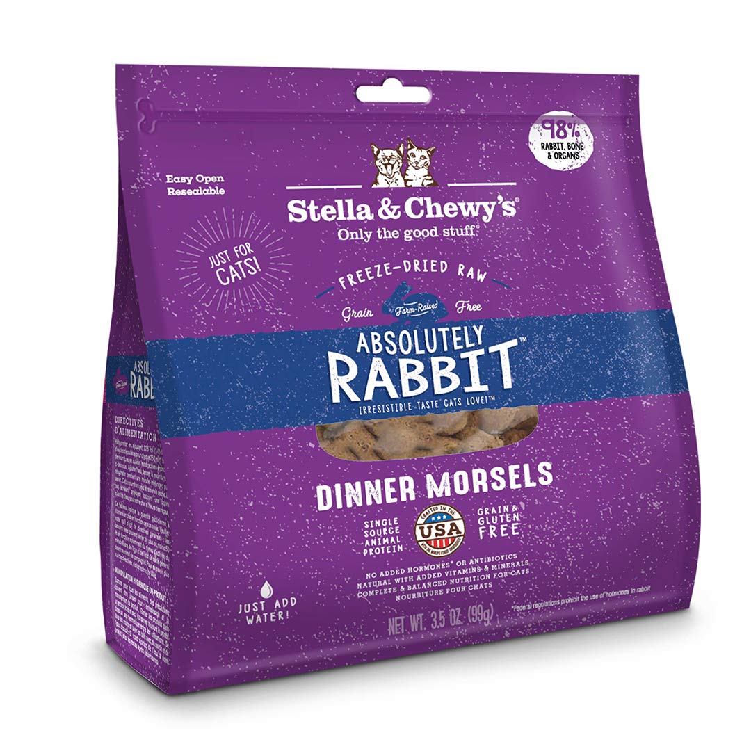 Stella & Chewys Freeze-Dried Raw Cat Dinner Morsels - Grain Free, Protein Rich Cat & Kitten Food - Absolutely Rabbit Recipe - 3