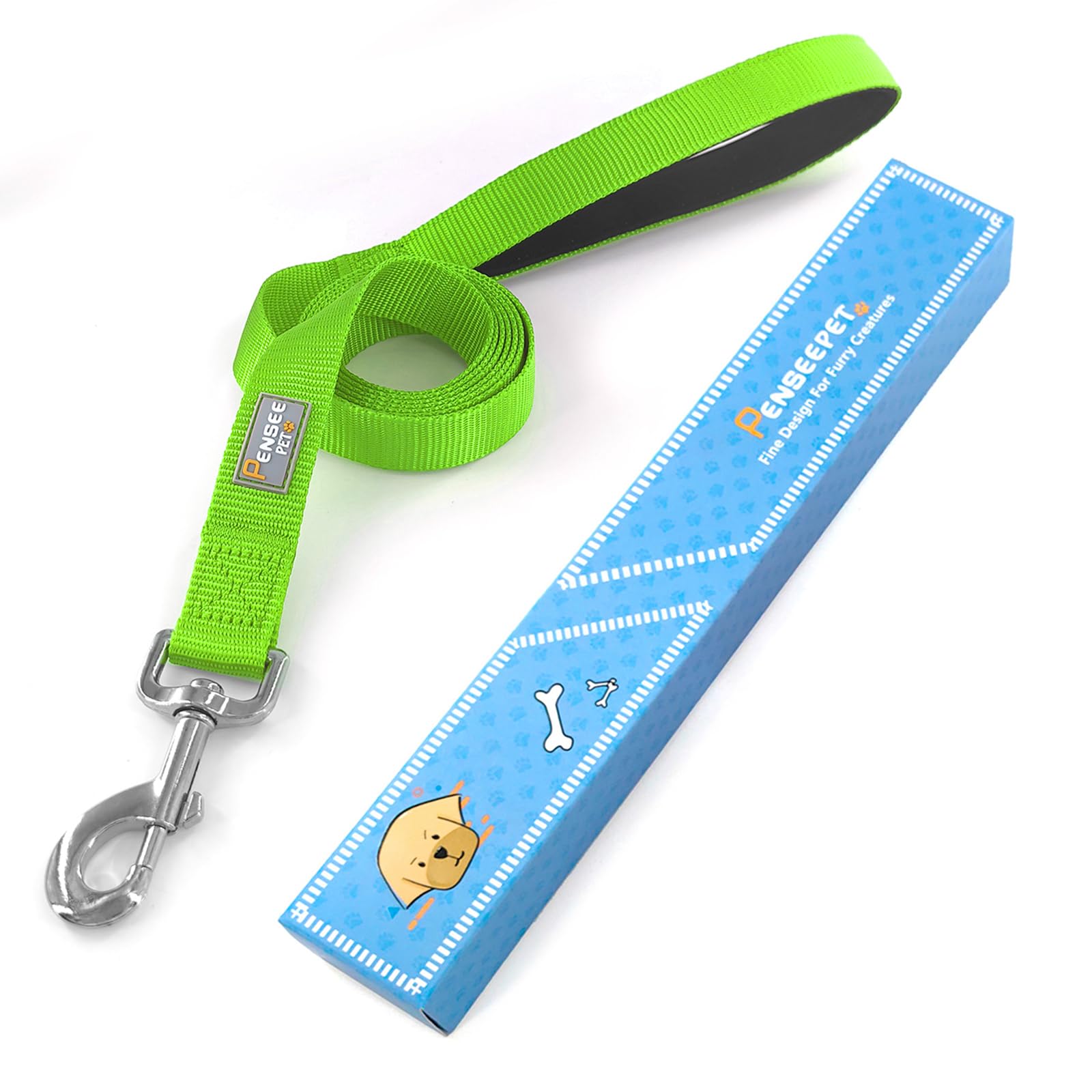Penseepet Basic Dog Leashes 6 Ft Padded Handle Nylon Dogs Leashes For Large Dogs Green
