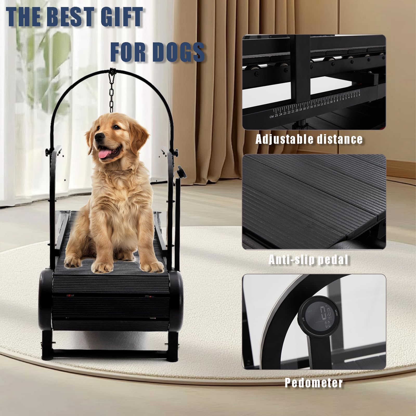 CAMTTIR New Dog Treadmill for 2025, Non-Electric Treadmill for Dogs with Step Counter, Adjustable Incline & Brake, Dog Treadmill