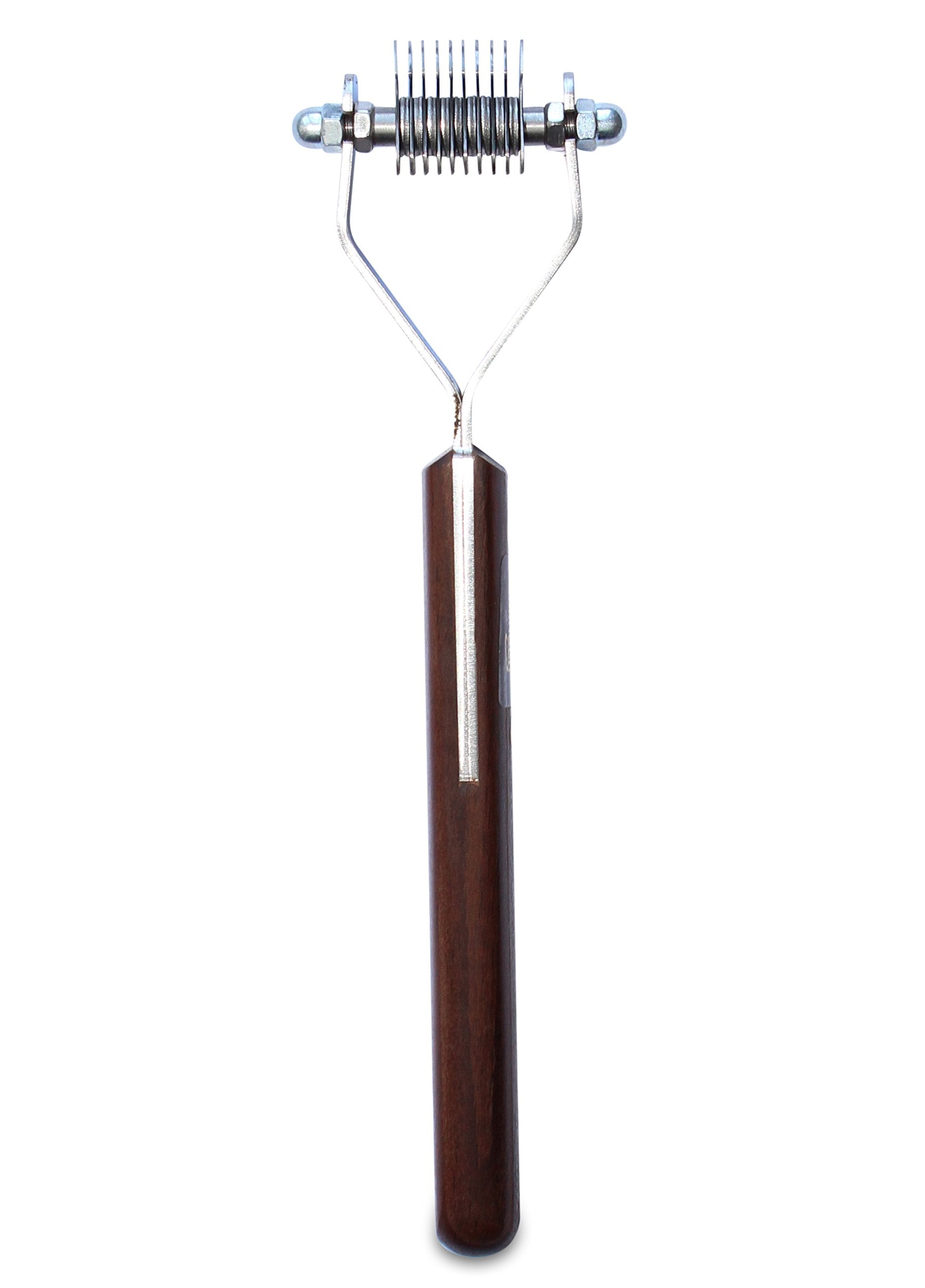Mars Coat King Mini Dematting Rake Tool - 10-Blade Fine, Stainless Steel, Wooden Handle, Made in Germany
