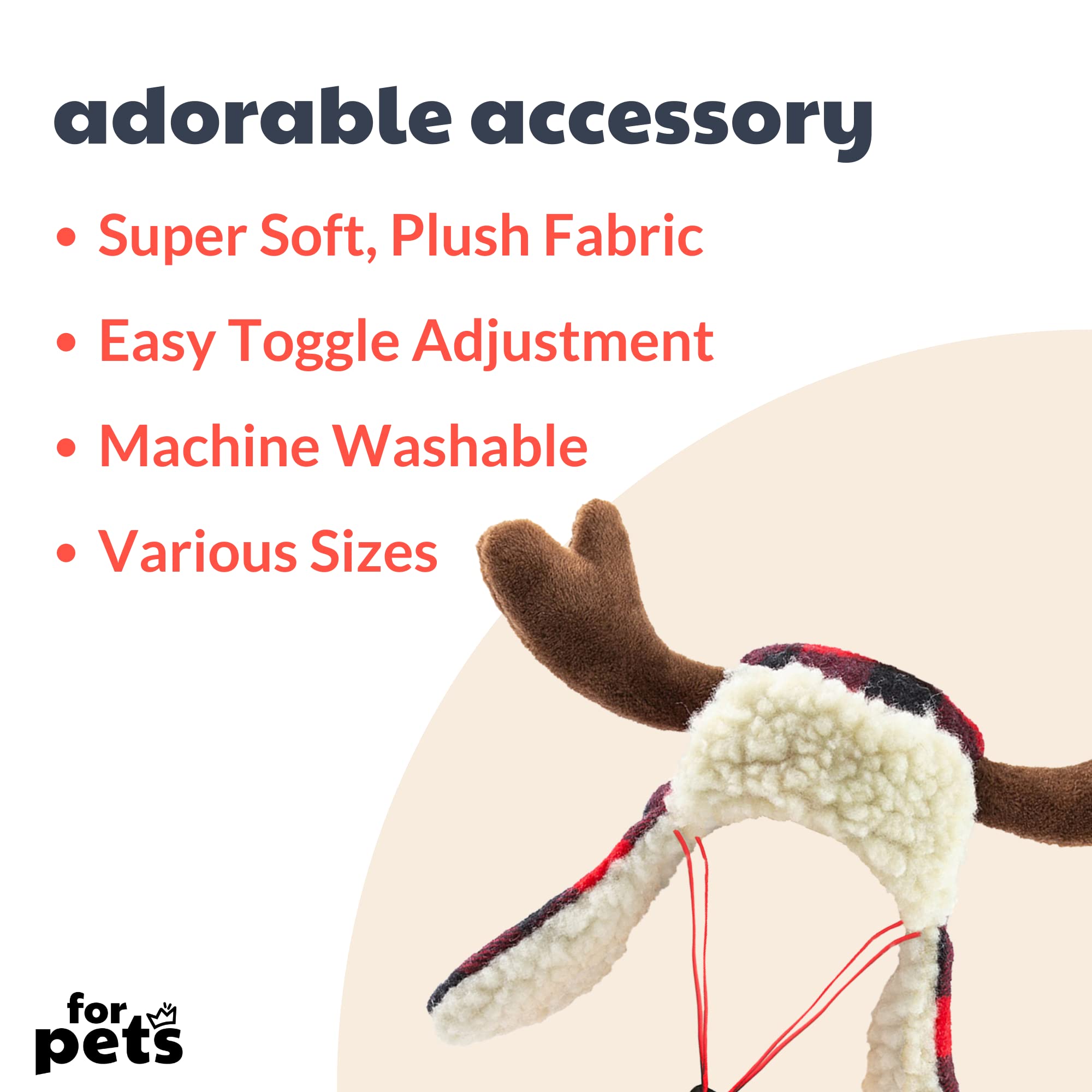Huxley & Kent Pet Hat | Antler Buffalo Check (Medium) | Festive Christmas Holiday Accessory For Dogs/Cats | Holiday Pet Hat | Sn