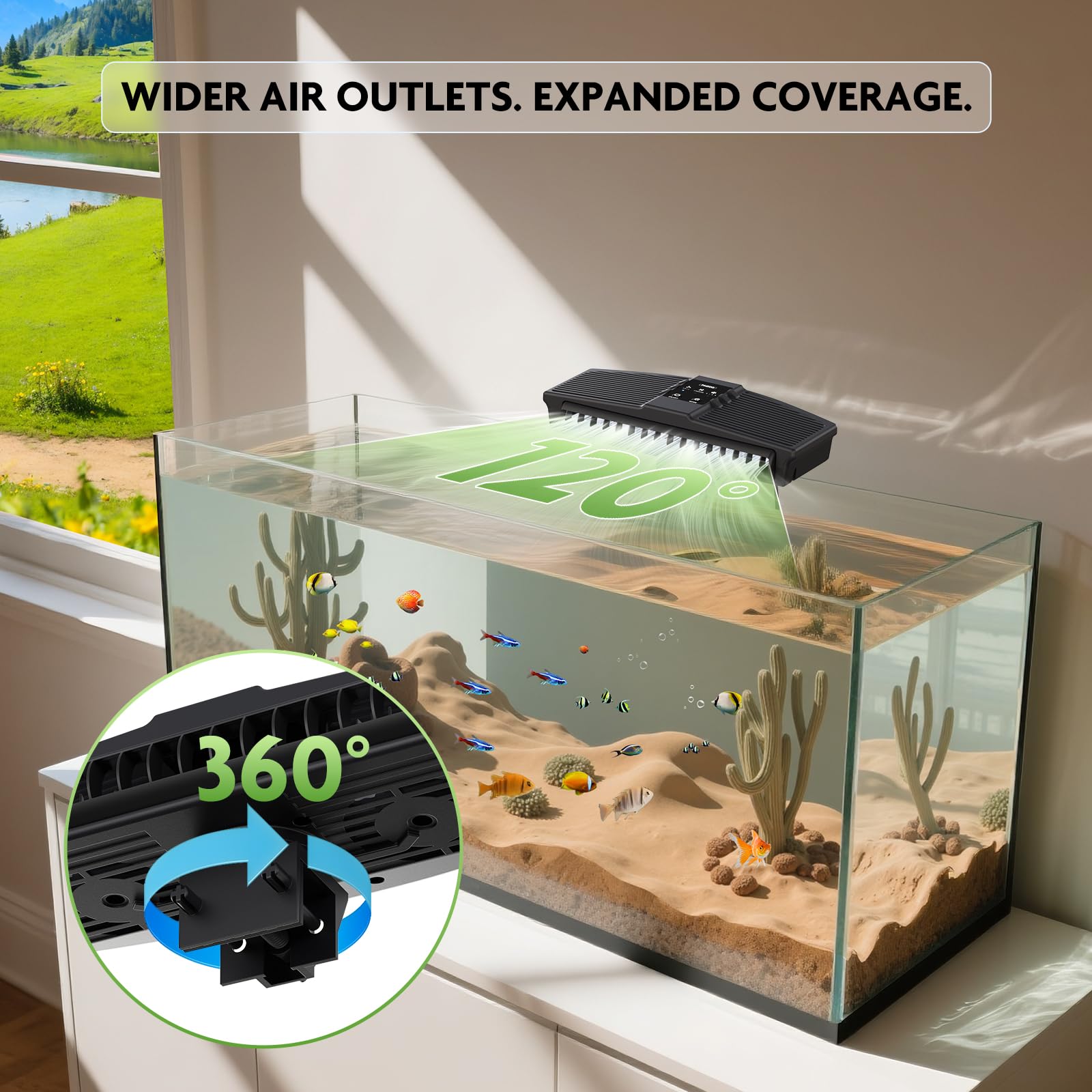 PAIZOO Aquarium Chiller Fan, Fish Tank Cooling Fan with 3 Speed Modes Aquarium Cooler Water Chiller for Axolotl Betta Fish Acces