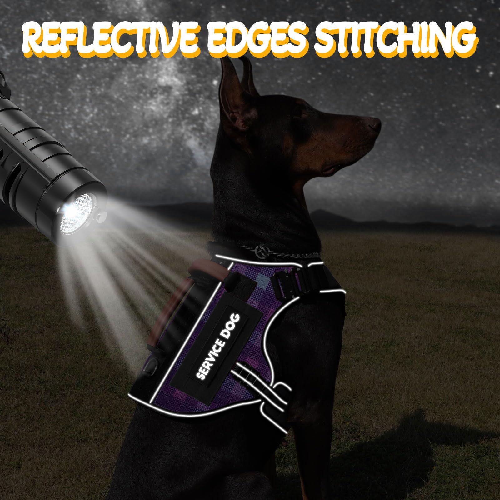 Tactical Dog Harness - HEYCAHVA Service Dog Vest Full Metal Buckles Dog Vest for Medium Large Dog Reflective No Pull Dog Harness