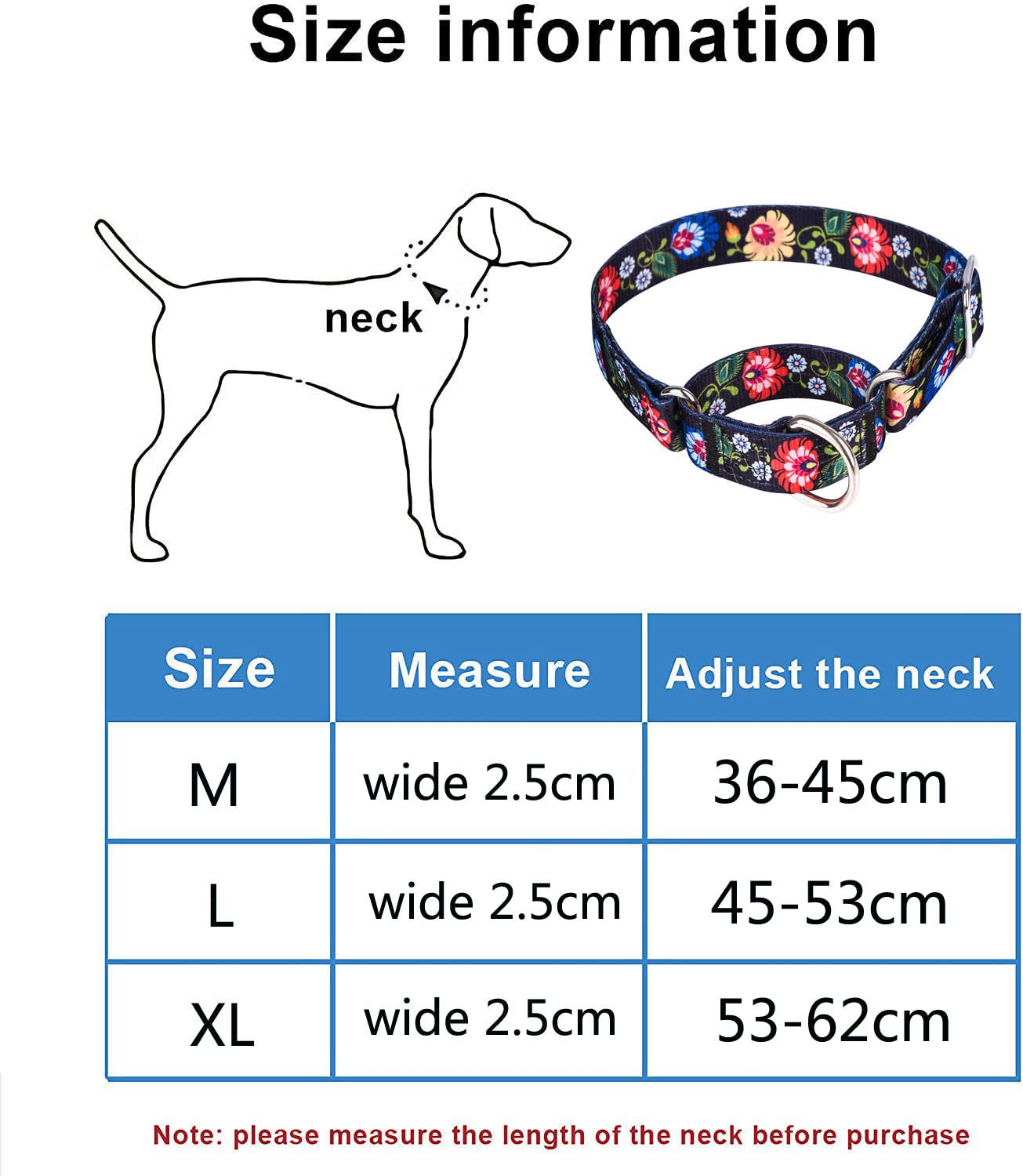 Pimaodog Heavy Duty Nylon Dog Collar, Adjustable Martingale Dog Collar For Walking Training Boy And Girl Dogs Medium Large Dogs (L:45-53Cm, Black)