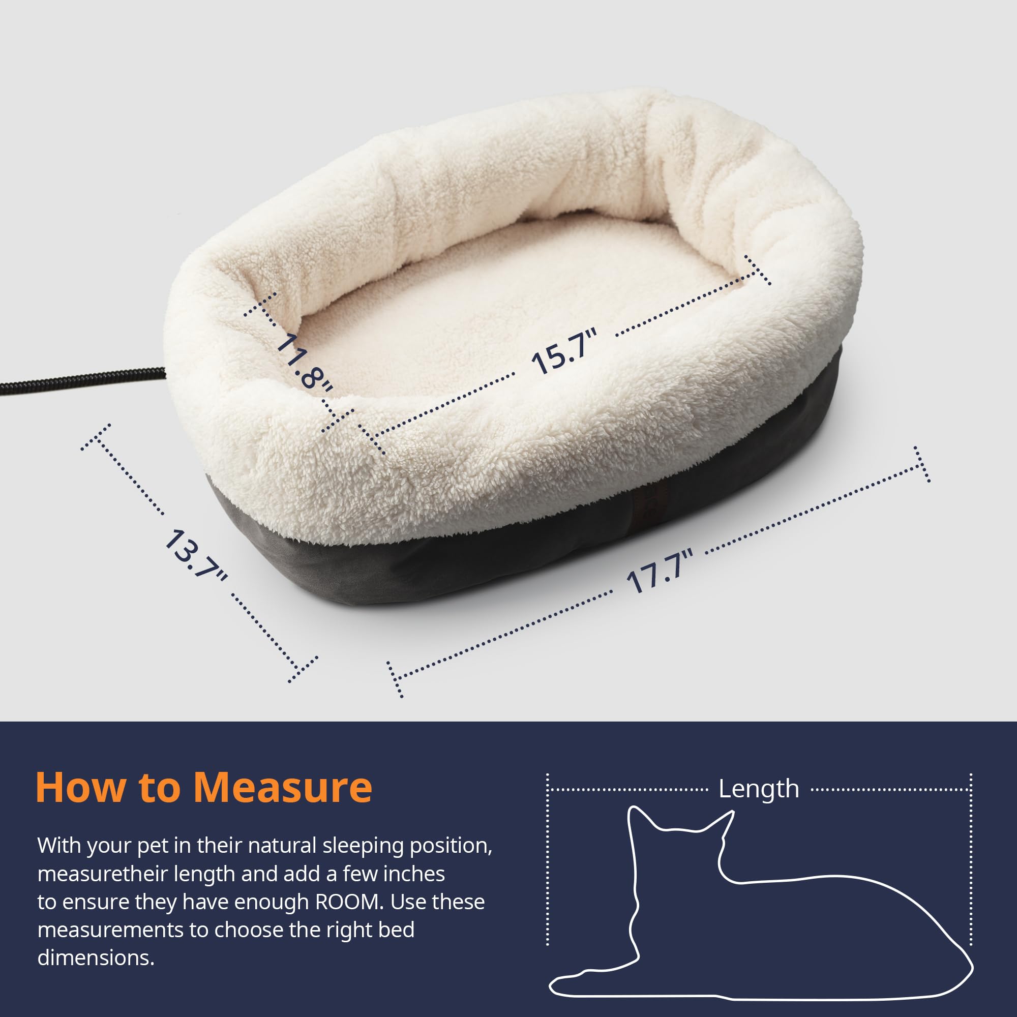 Petace Heated Cat Bed With Auto Shut Off Timer, 17.7'' X 13.7'' Adjustable Temperature Indoor Pet Heating Cushion Bed For Kitten