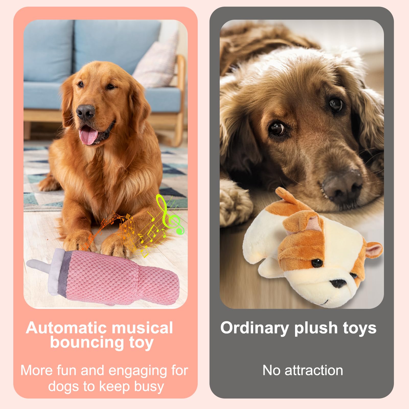 Mity rain 2 in 1 Interactive Dog Toys, Tumbler Dog Toys to Keep Them Busy, Plush Squeaky Dog Toys with Interactive Dog Ball Jump