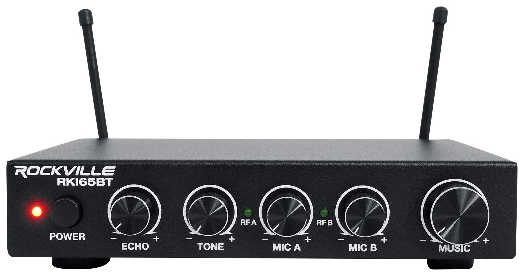 Rockville RKI65BT Dual UHF Wireless Microphones with Bluetooth Karaoke Interface, Black