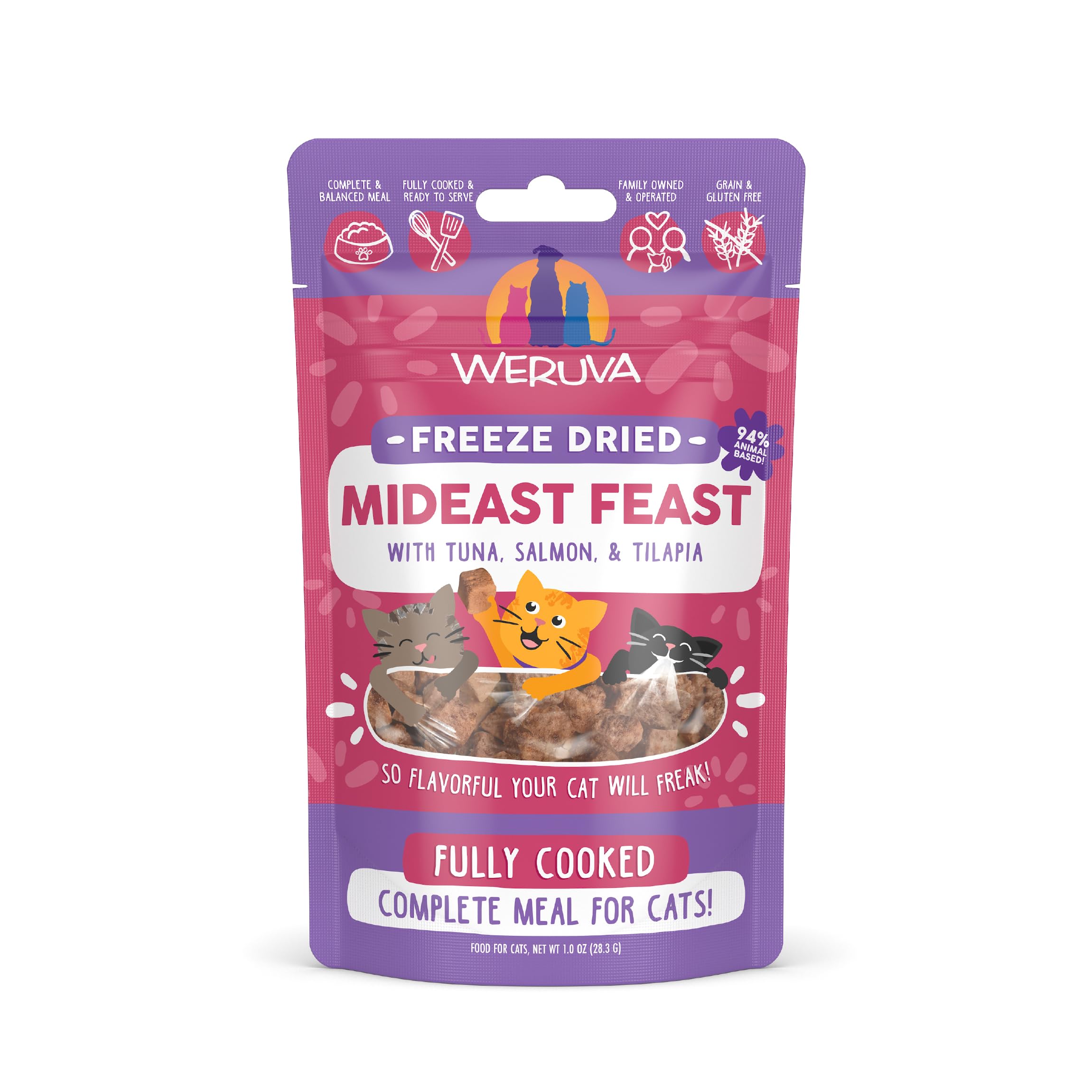 Weruva Cat Freeze Dried, Mideast Feast with Tilapia, 1oz Bag