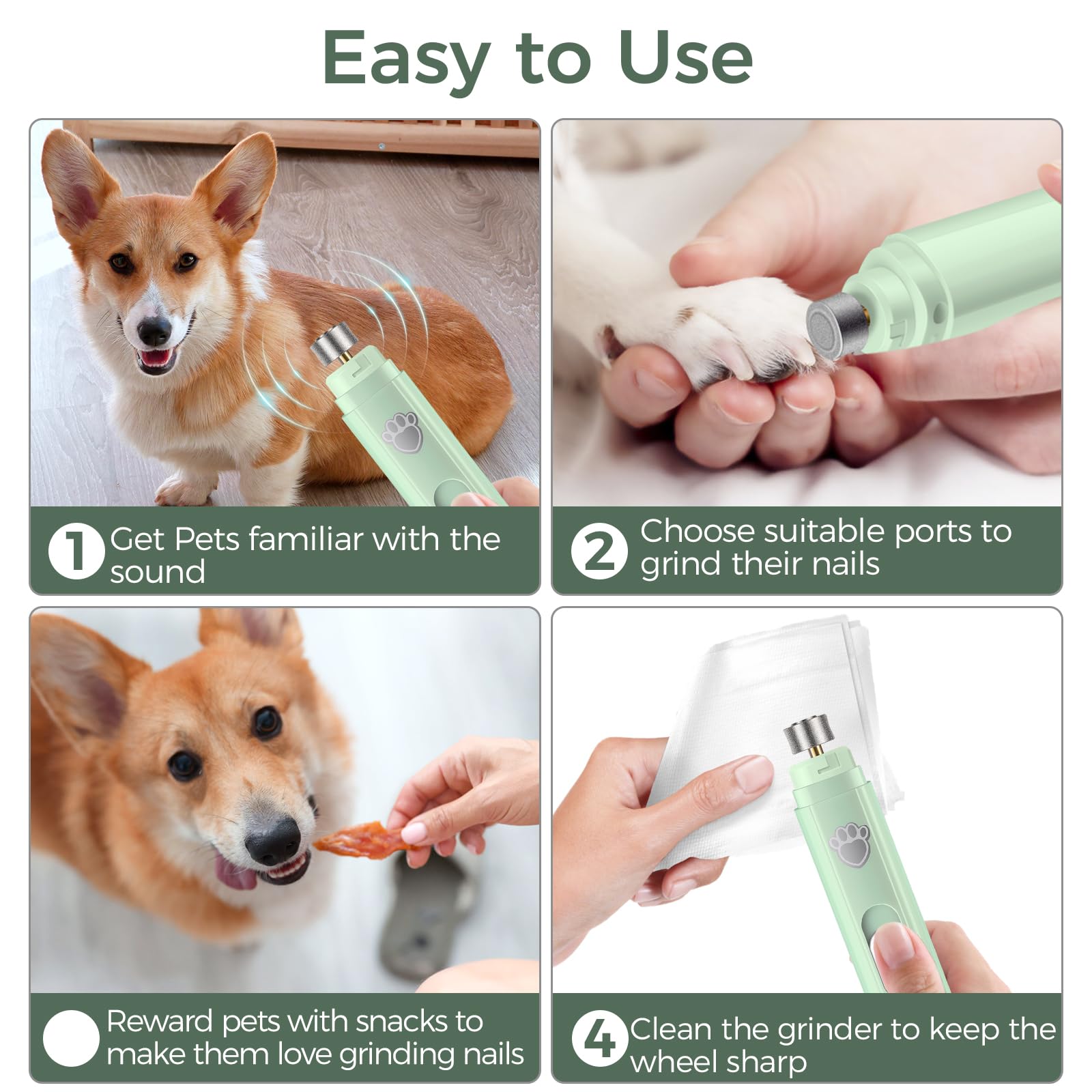 Viwik Dog Nail Grinder, 2-Speed Rechargeable Dog Nail Trimmers For Large Medium & Small Dogs, Upgrade Professional Electric Pet Paws Grooming, Quiet Puppy Grooming Tool, For Dogs Cats