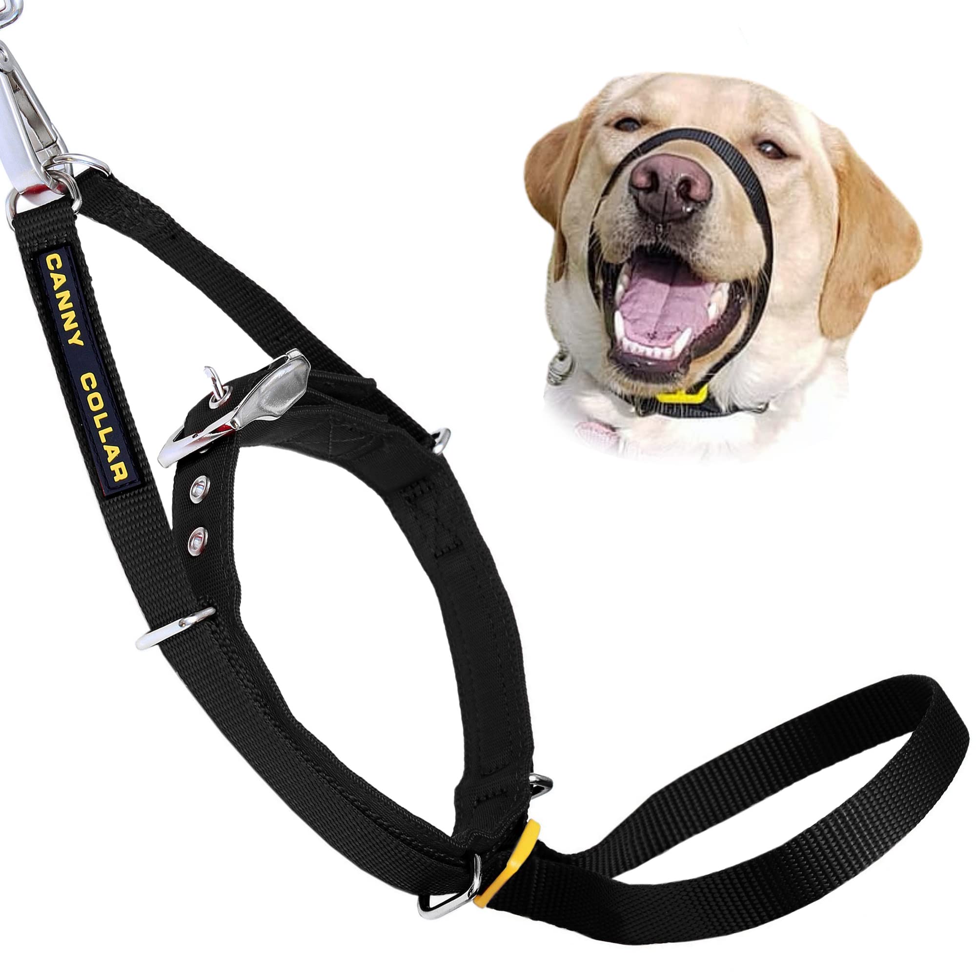 Canny Collar For Dog Training - The Kind, Safe And Comfortable No Pull Dog Collar, Train Your Dog Not To Pull On A Leash - Easy To Use Dog Training Headcollar For Enjoyable Walks - Black Size 3
