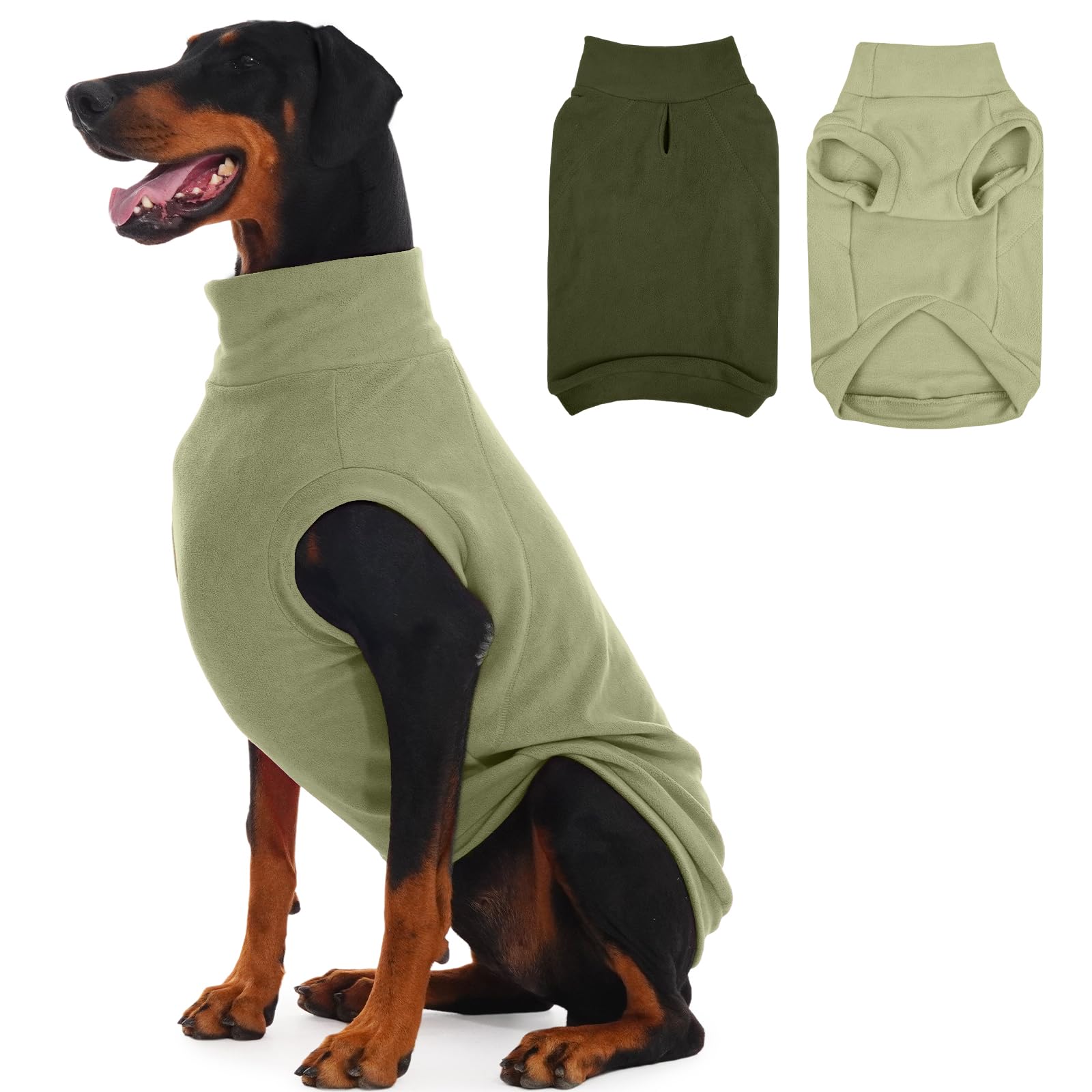 IECOii 2 Pack 5XL Dog Fleece Sweaters Stretchy Sweatshirts Warm & Cozy Coat for Large Breeds,Indoor Outdoor,Warm Vest with Leash