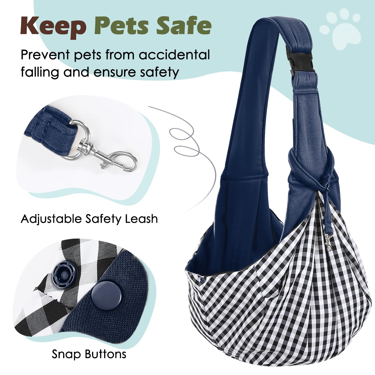 Pawaboo Small Dog Sling Carrier, Reversible Hands Free Dog Sling Carrier For Small Dogs Cats, Puppy Sling Carrier With Adjustabl
