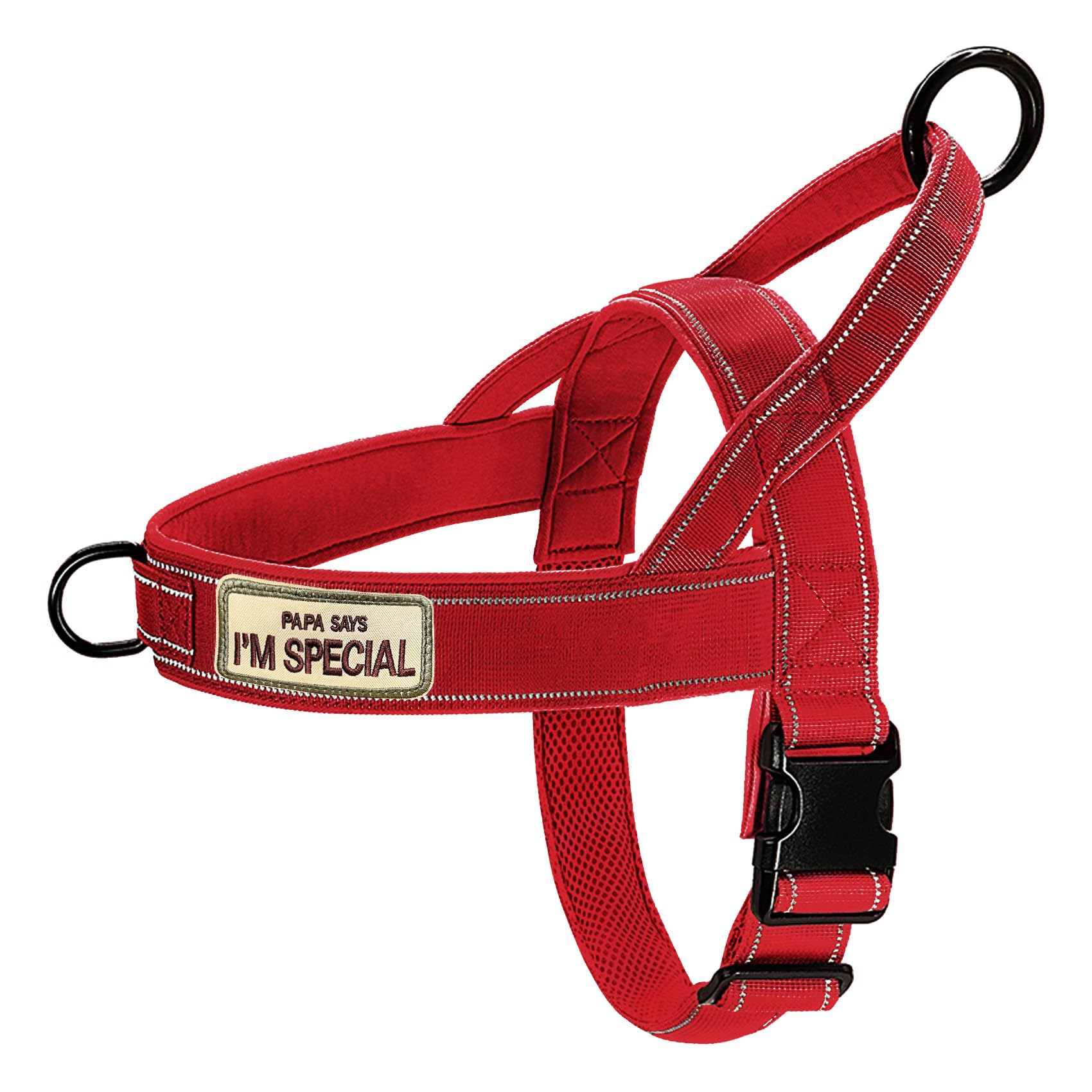 Qifbyfb No Pull Dog Harness - Medium Large, Reflective, Escape Proof, Adjustable, Red