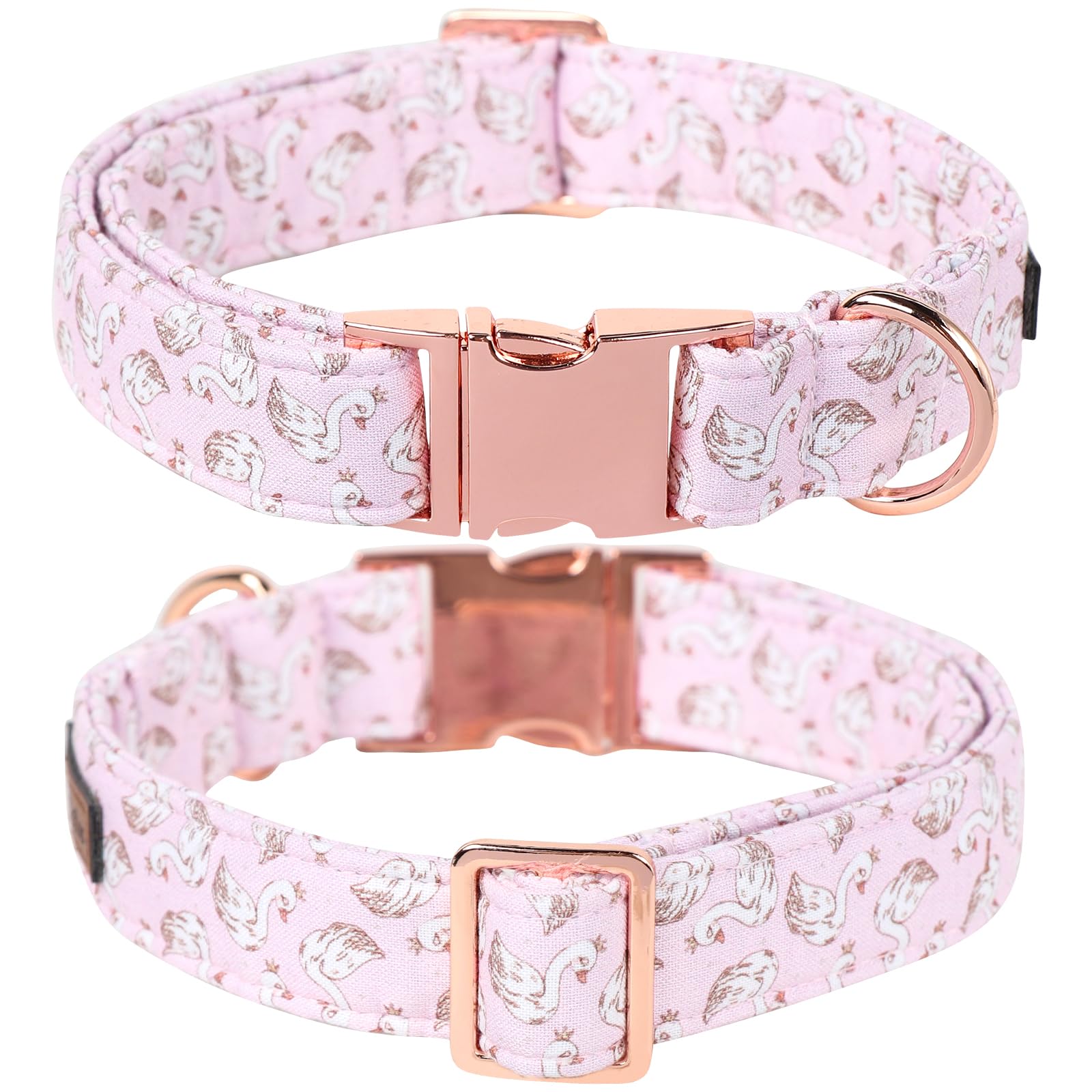 Lionet Paws Design Dogs Collar Cute Pink Flower Dog Collars For Girl Female Small Medium Dogs With Swan M