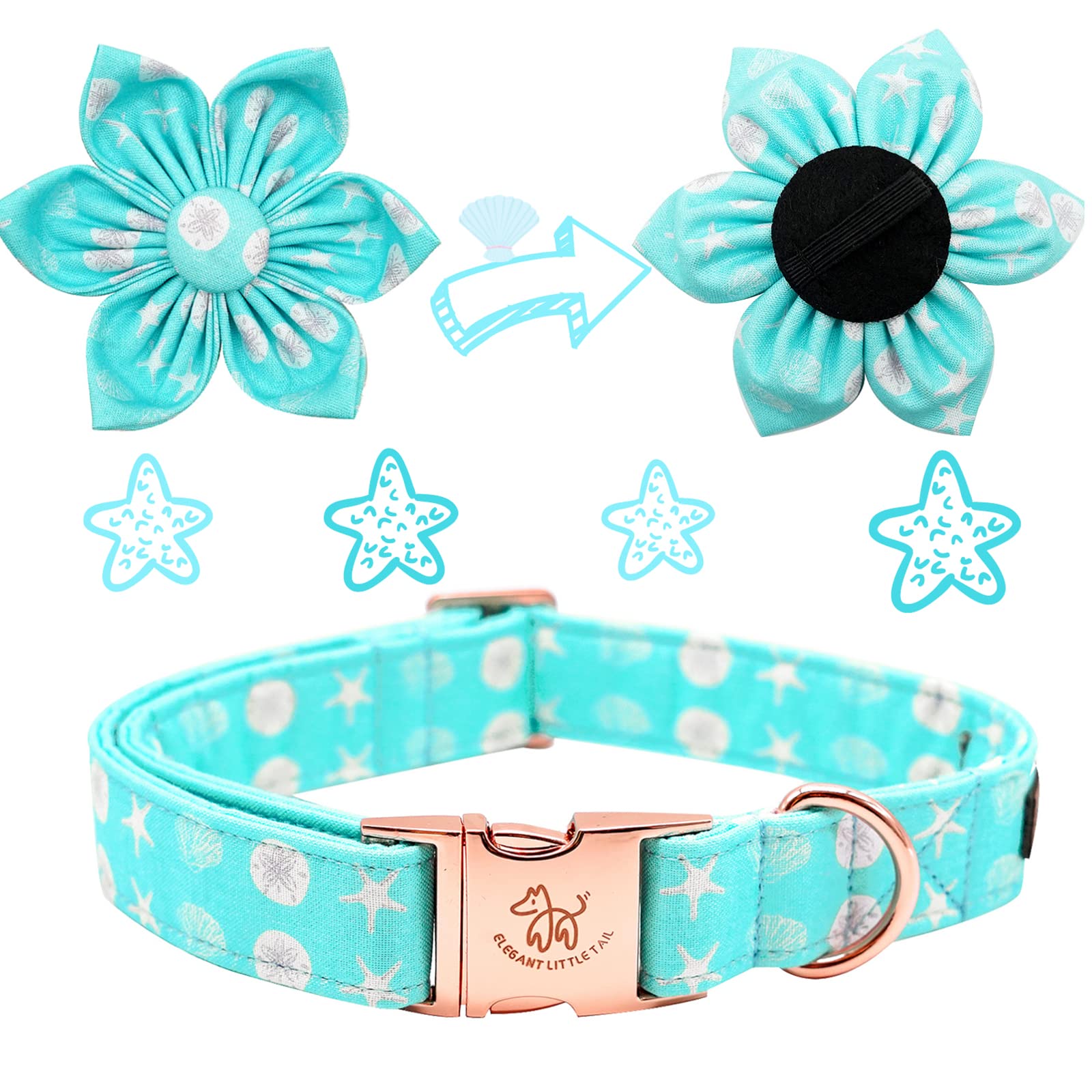 Elegant Little Tail Girl Dog Collar with Flower for Small, Medium, Large Dogs - Summer Flower Collar