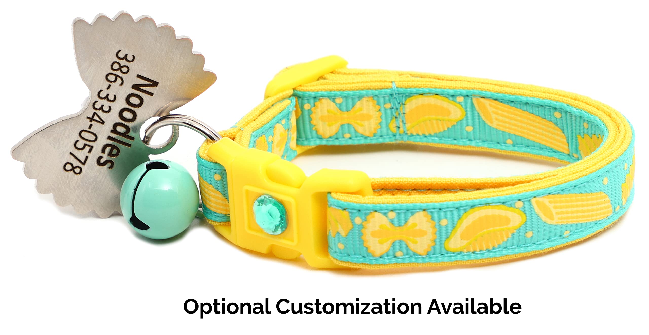 Noodle Cat Collar - Safety - Breakaway - Charm And Bell - Pugs2Persians (Small(10 Lbs & Less), Aqua)