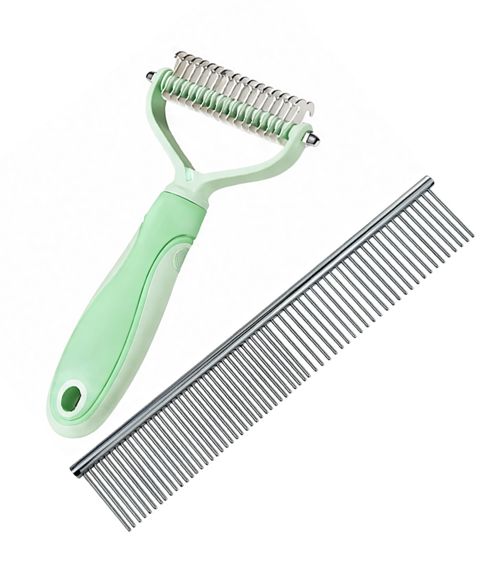 2Pcs Pet Grooming Comb Kit, Tangles And Loose Undercoat Fur