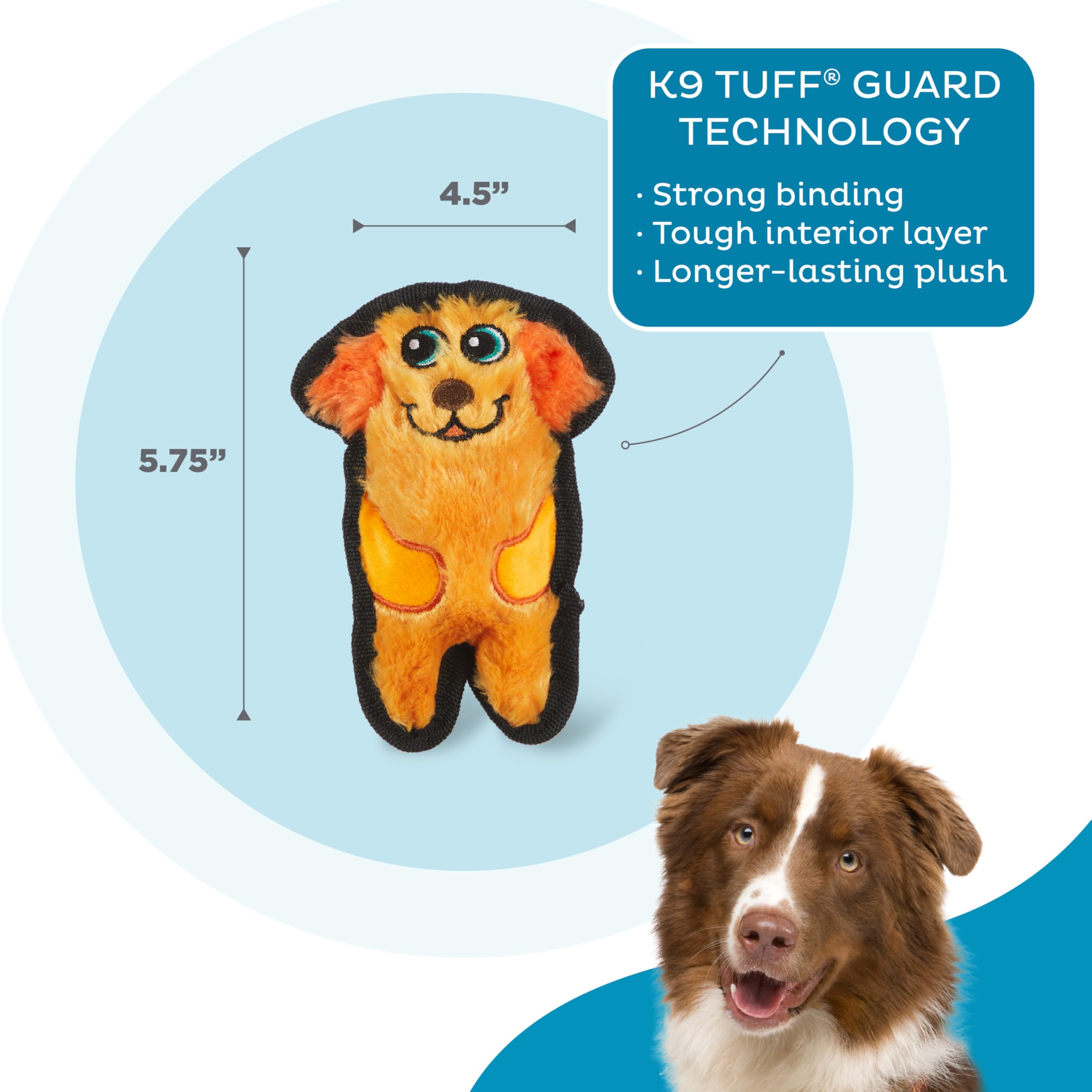 Outward Hound Durablez Tough Plush Squeaky Dog Toy, Dog, Orange, Xs