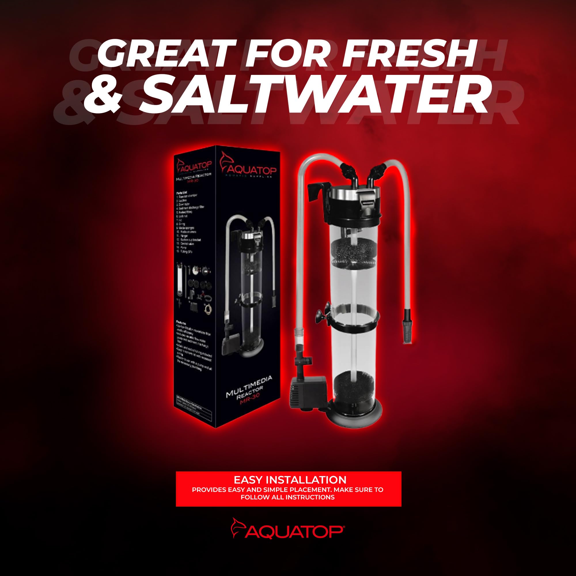 Aquatop Media Reactor - For 50-200 Gallon Tanks - Includes Adjustable Water Pump - Intake And Output Tubing Included - Versatile Reactor