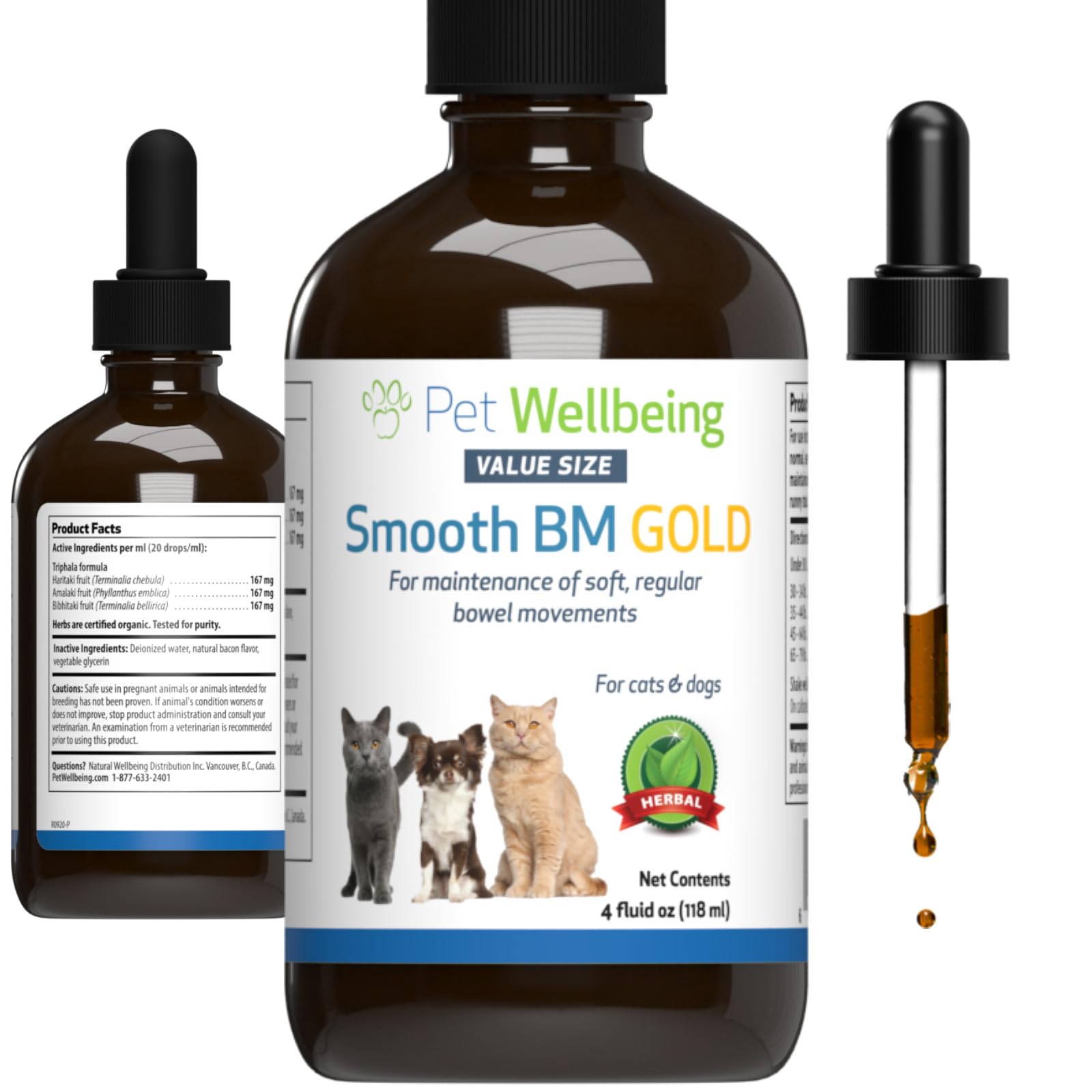 Pet Wellbeing Smooth BM Gold for Dog & Cats - Supports Healthy Bowel Movements, Normal Consistency, Gastrointestinal Health, Tri