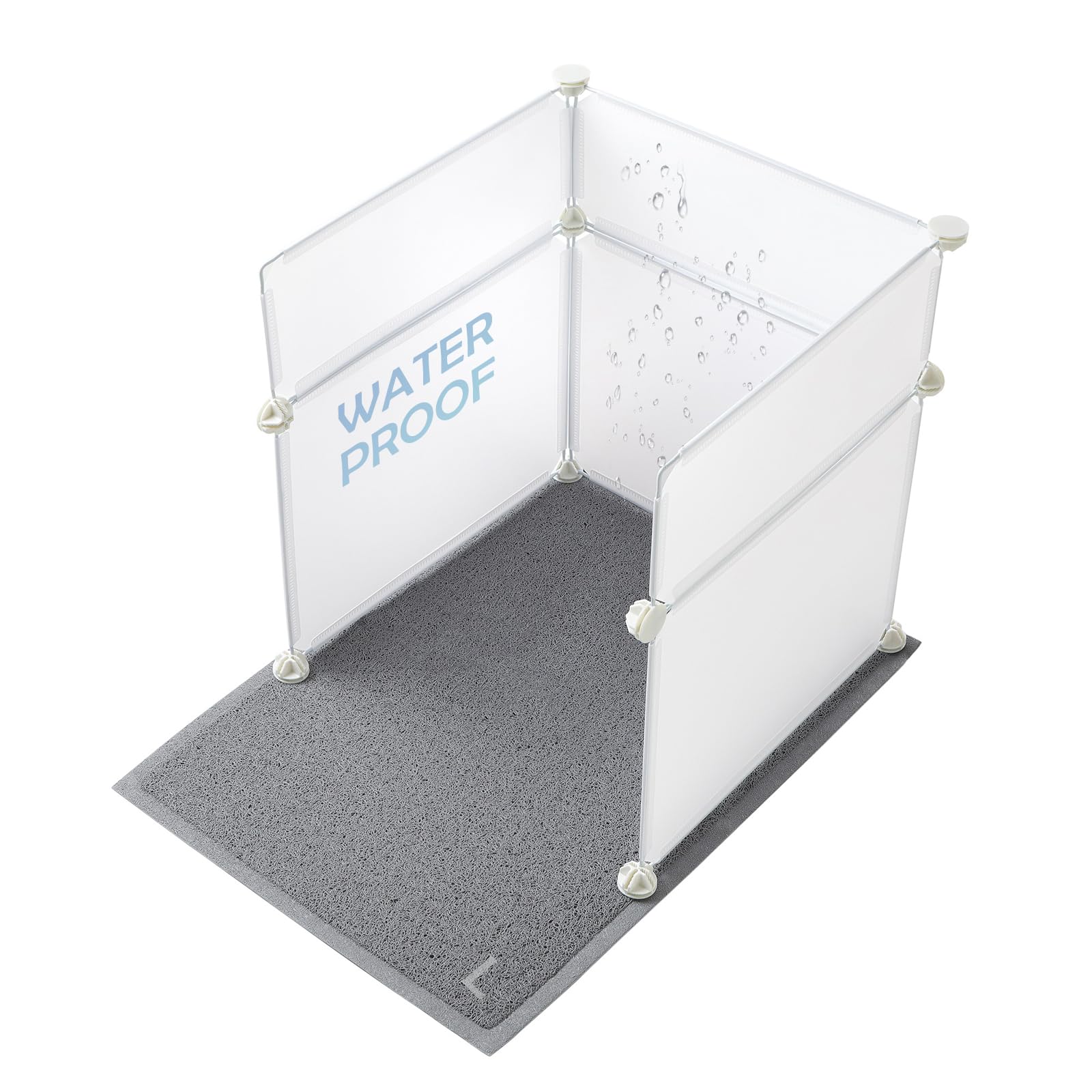 MEEXPAWS Cat Litter Box Enclosure with Splash Guard, Large 19"x19"x20", Lightweight Plastic, Easy Clean, White, Model MP-USGLM