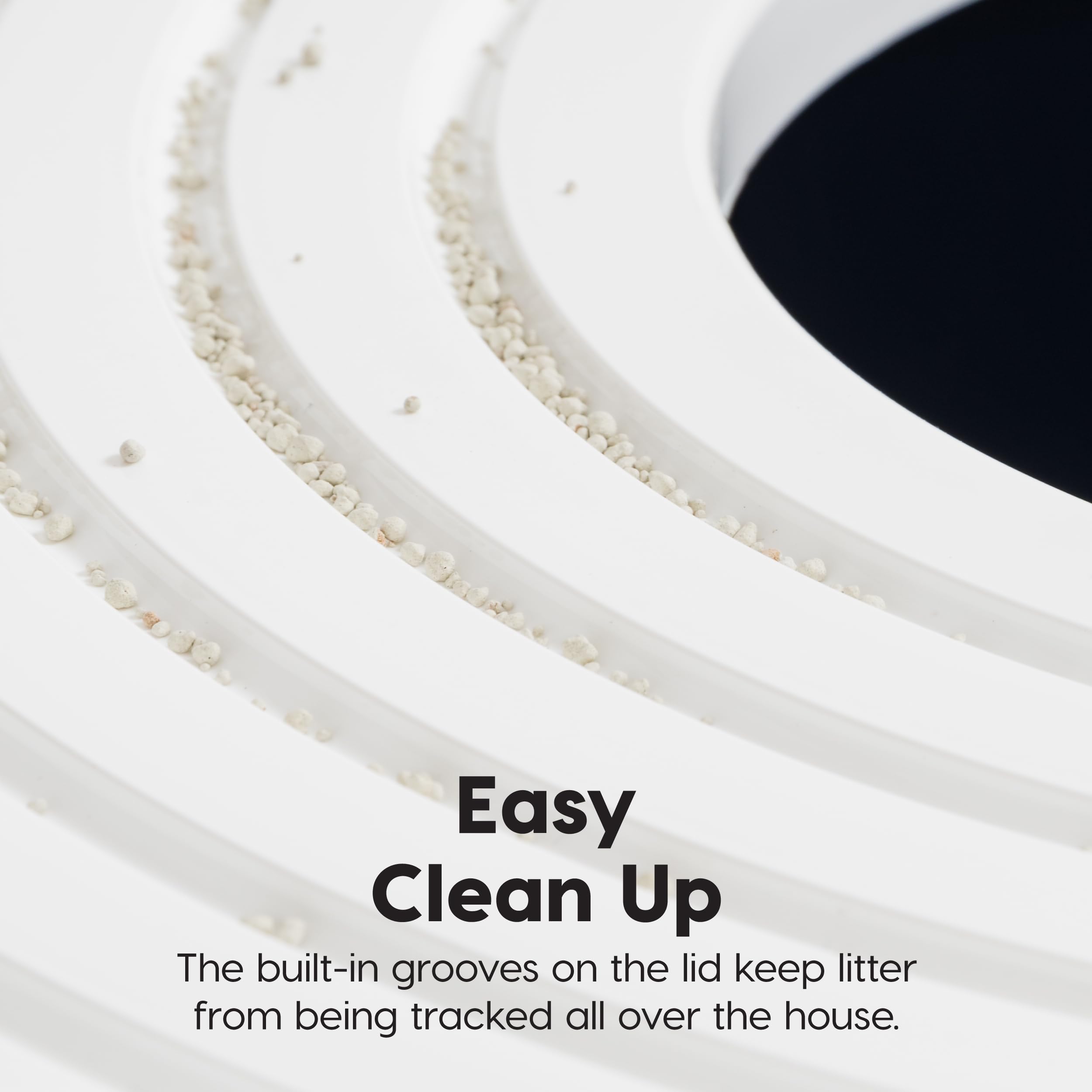IRIS USA Top Entry Cat Litter Box - Stylish Navy/White Plastic Enclosure with Scoop, Model 553321