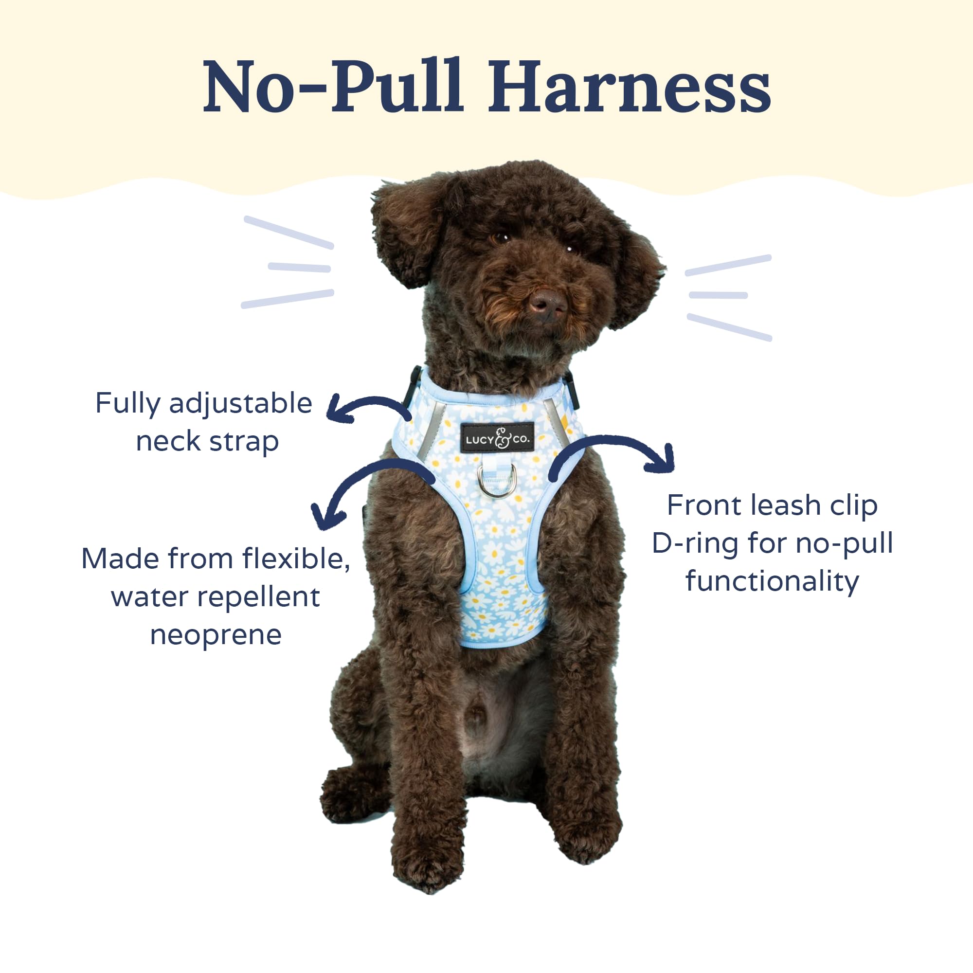 Lucy & Co. The Simply Splendid No-Pull Dog Harness - Size Medium - Vest to Stop Pulling & Walk Easy - Comfortable Leash Training