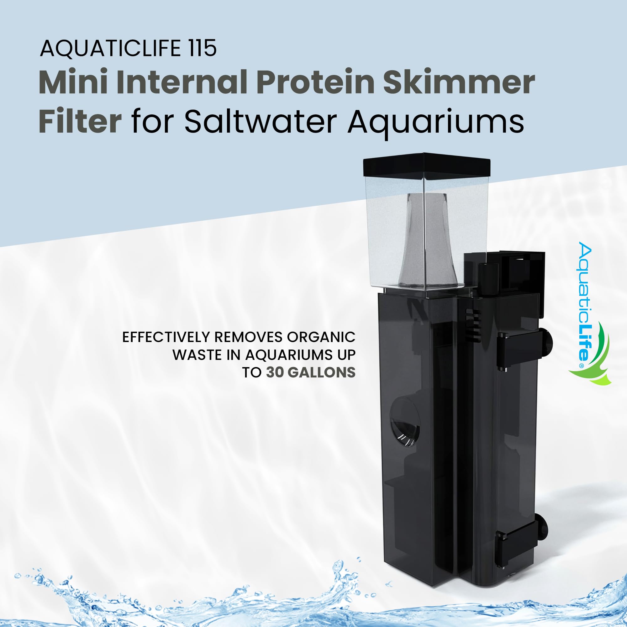 Aquaticlife 115 Mini Internal Protein Skimmer/Filter For Saltwater Aquariums, 30 Gallon, Perfect For Small, Nano Tanks
