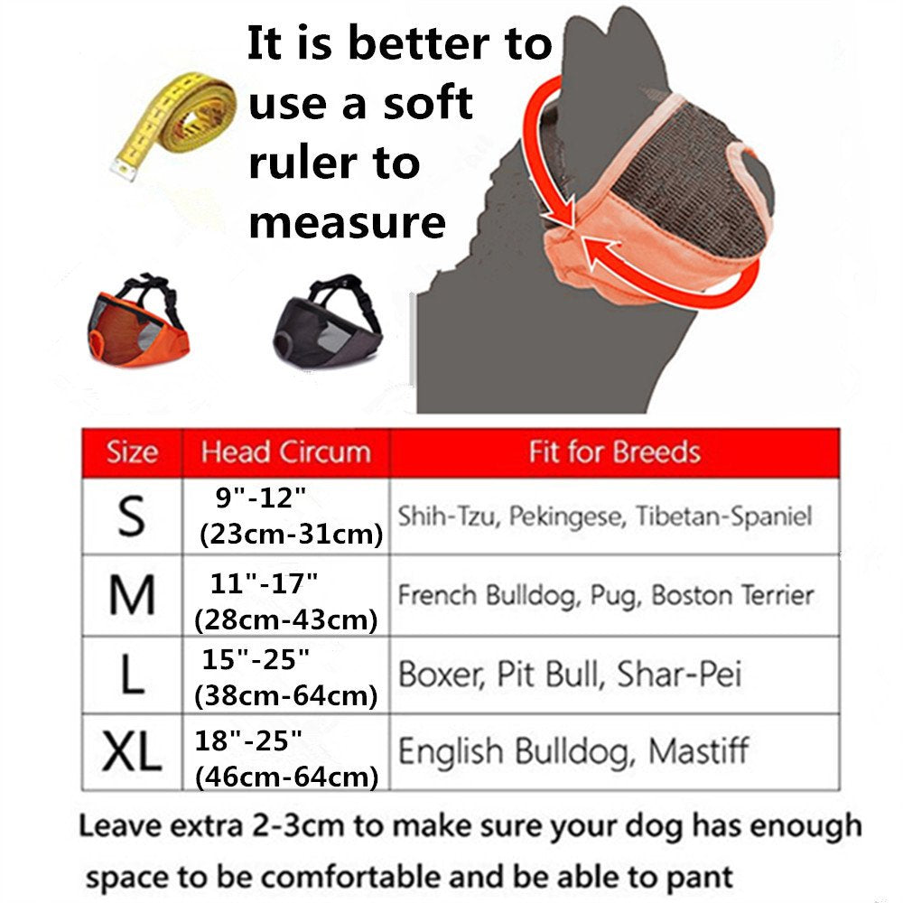 JYHY Adjustable Breathable Mesh Bulldog Muzzle, XL (18"-25"), Black, Nylon - Ideal for Biting, Chewing, Barking Training