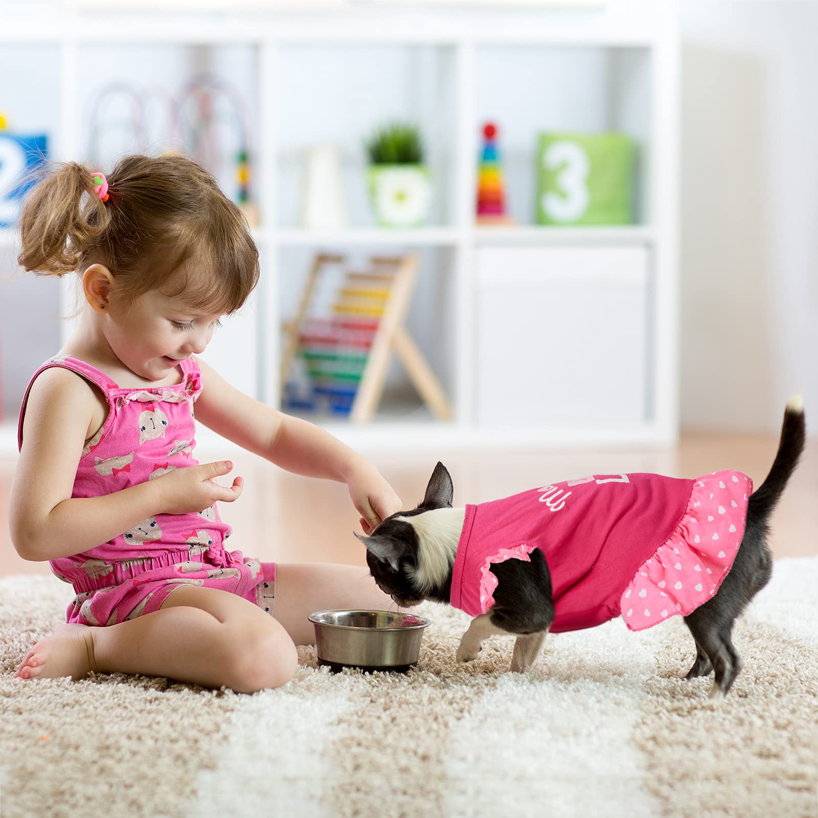 2 Pieces Dog Dresses for Small Dogs Cute Girl Female Dog Dress Mommy Puppy Shirt Skirt Doggie Dresses Pet Summer Clothes Apparel