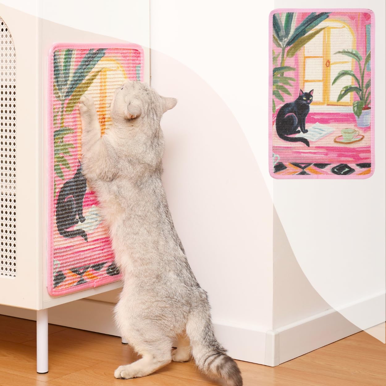 Sisal Cat Scratcher Post Mat (Use On Wall, Couch And Carpet), Shedding-Resistant Scratching Surface - 21.7X13 With Adhesives, Pa