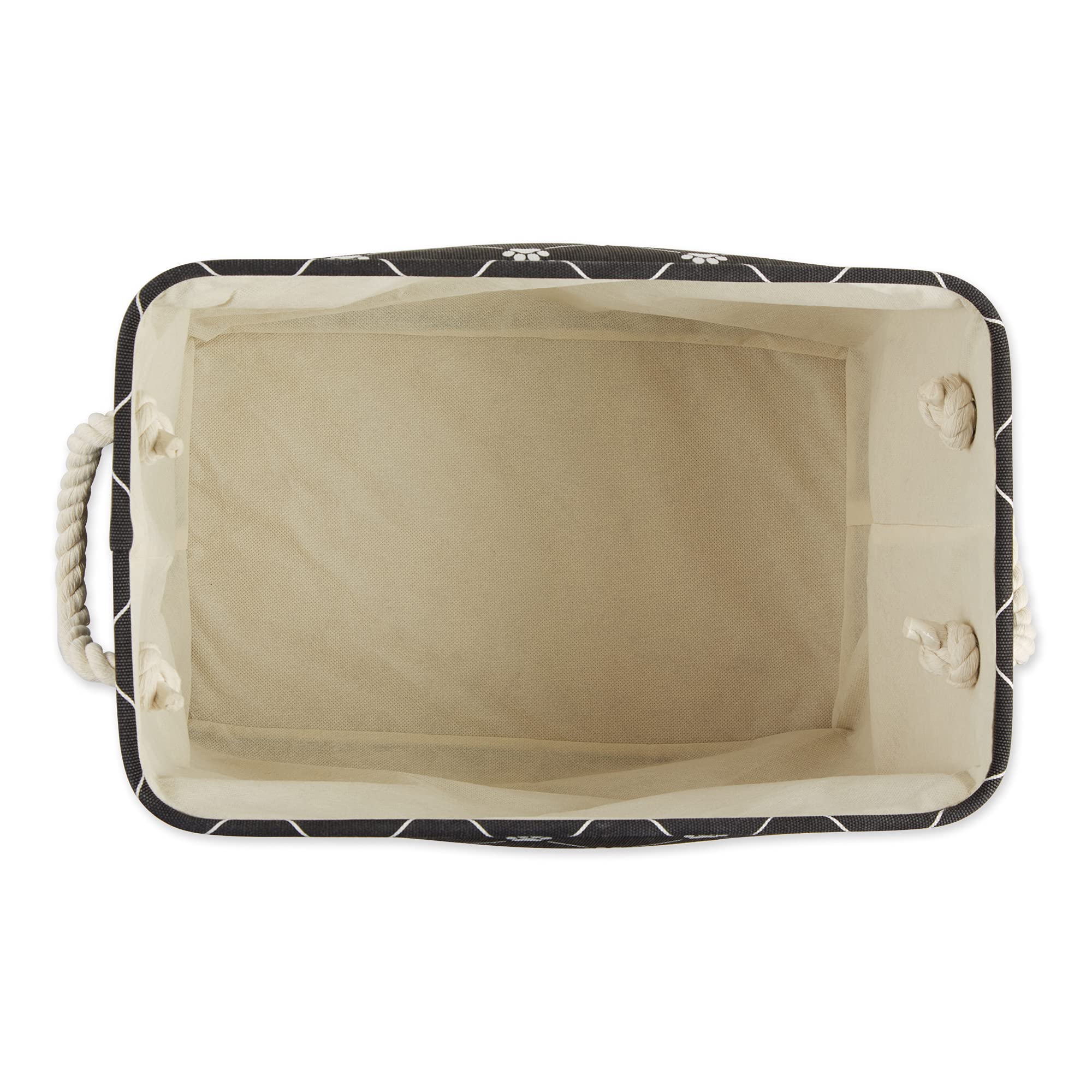 Bone Dry Pet Storage Collection Paw and Bone Print, Small Rectangle, 14x8x9, Black Trellis