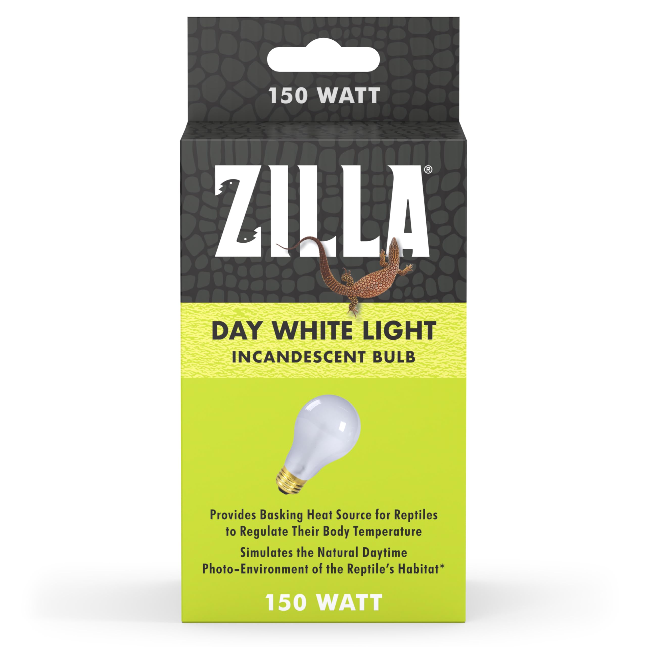 Zilla Reptile Terrarium Incandescent Heat Bulb, Day White, 150 Watts