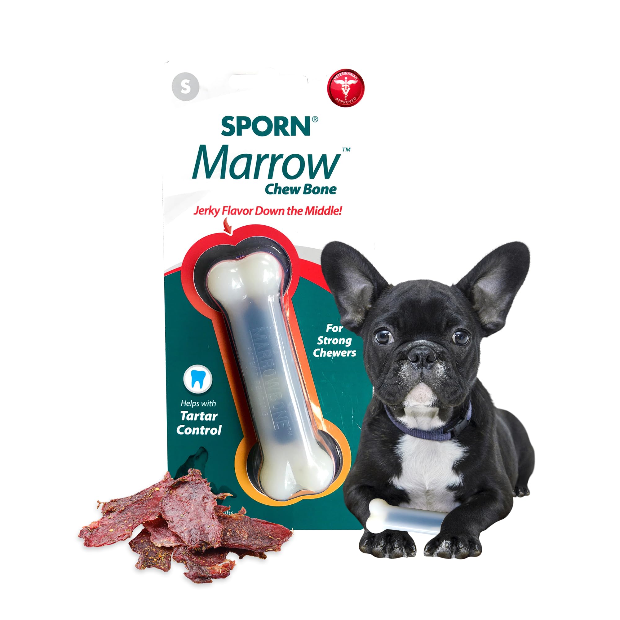Sporn Yuppie Puppy Dog Dental Toy, Marrow Chew, Small, White, (33810)