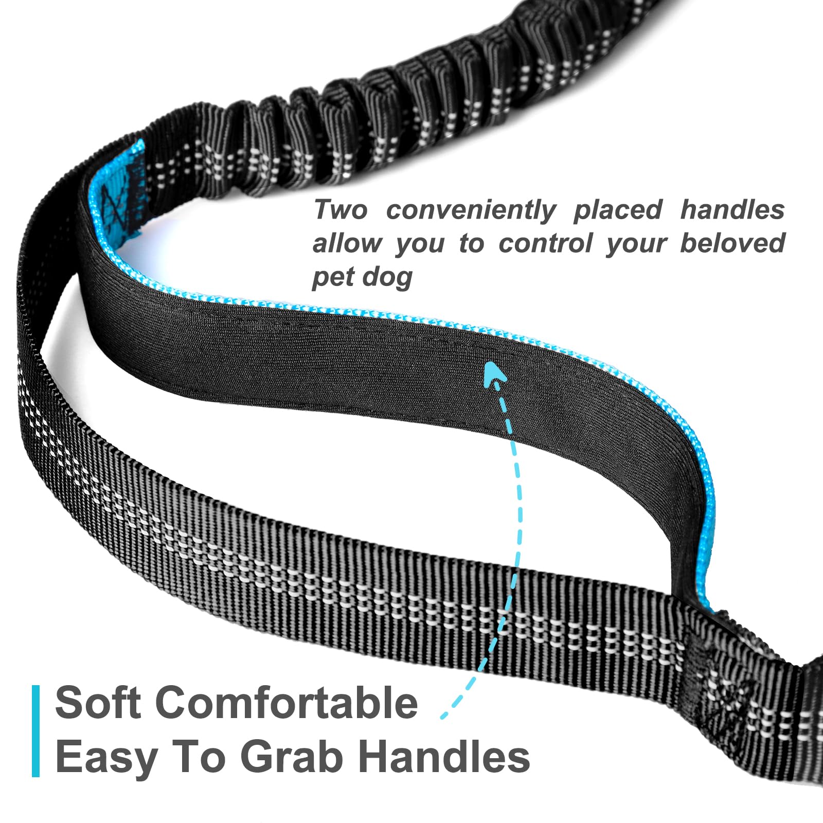 Laqibak Hands Free Dog Leash, Adjustable Waist Leash For Dog, Handle Bungee 4.2-6.7 Feet Long With Reflective Stitches For Walki