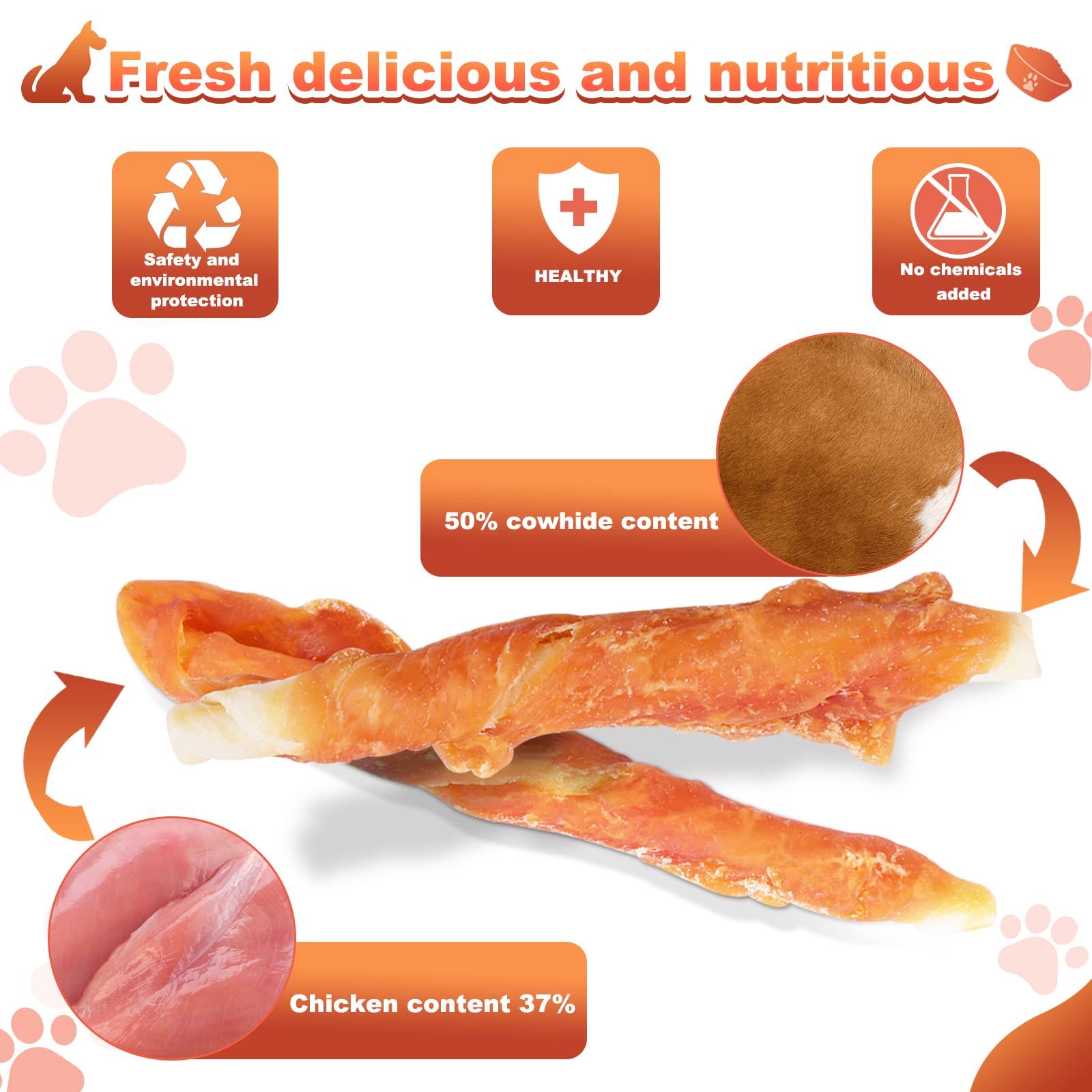 Pawant Chicken Wrapped Rawhide Sticks Dog Treats, 2lb - Puppy Training Snacks, Chews