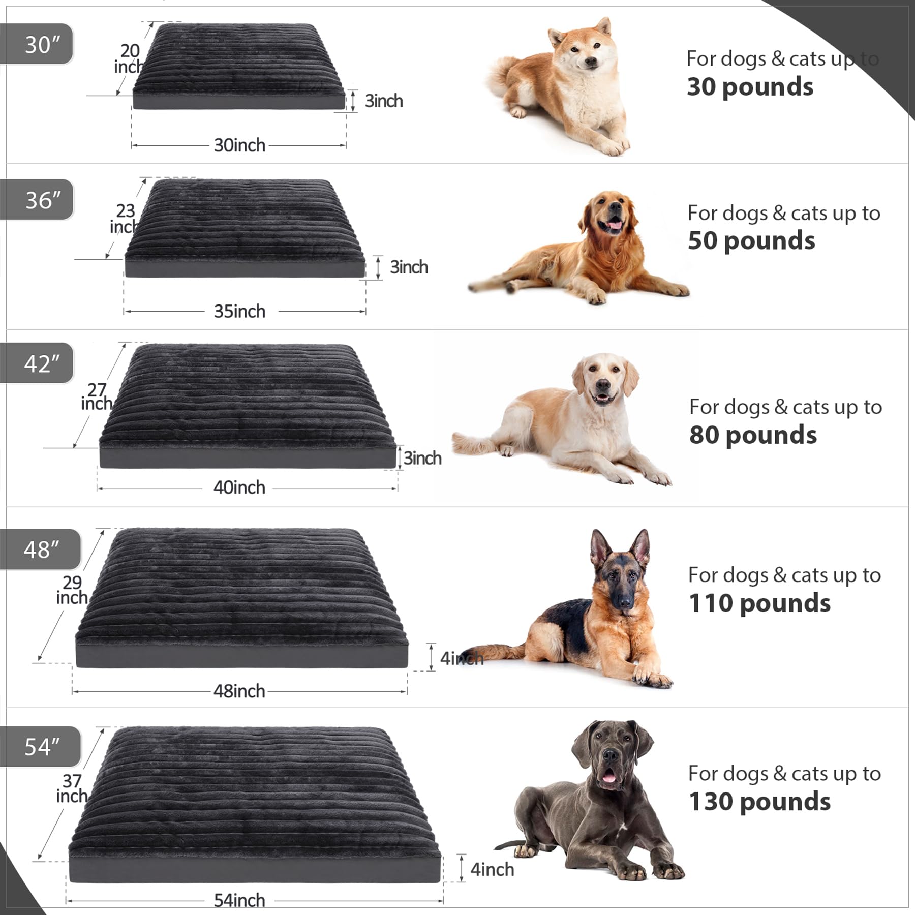 Vonabem Jumbo Dog Bed Washable With Removable Cover Waterproof, Dog Crate Beds For Xxxl Xxl Xl Large Jumbo Dogs, Anti-Slip Pet B