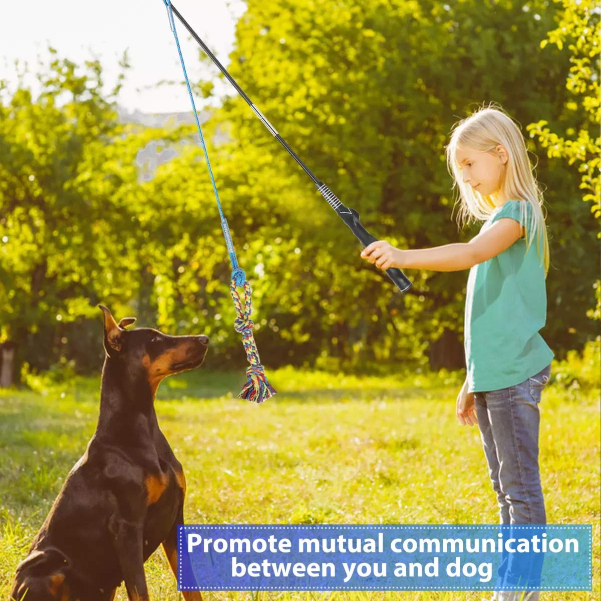 DIBBATU Flirt Pole for Dogs - Interactive Chase & Tug Toy for Large, Medium, & Small Dogs - Outdoor Exercise & Training Tool