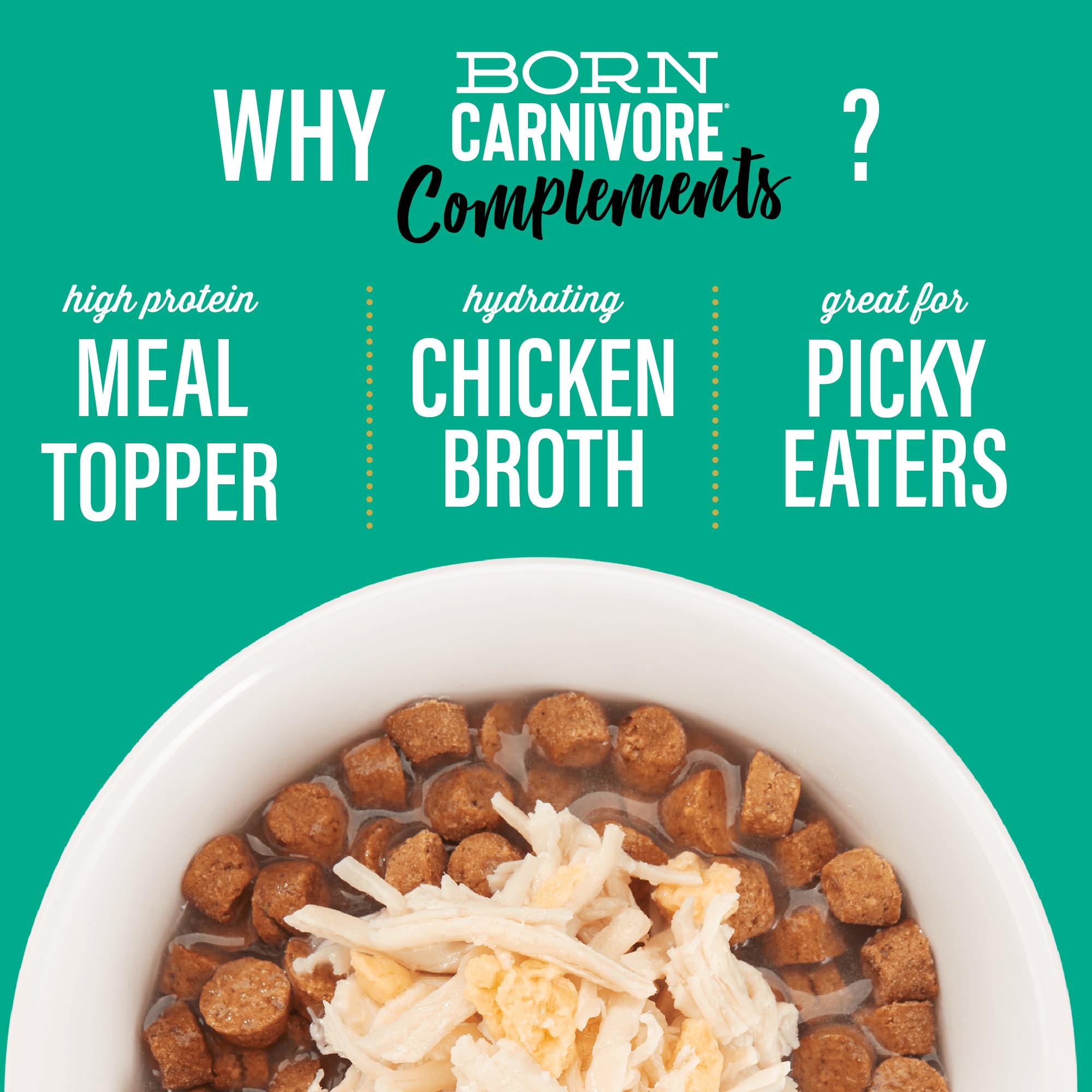Tiki Cat Born Carnivore Complements Wet Cat Food Topper, Variety Pack 2.1 oz. Pouch (12 Count)