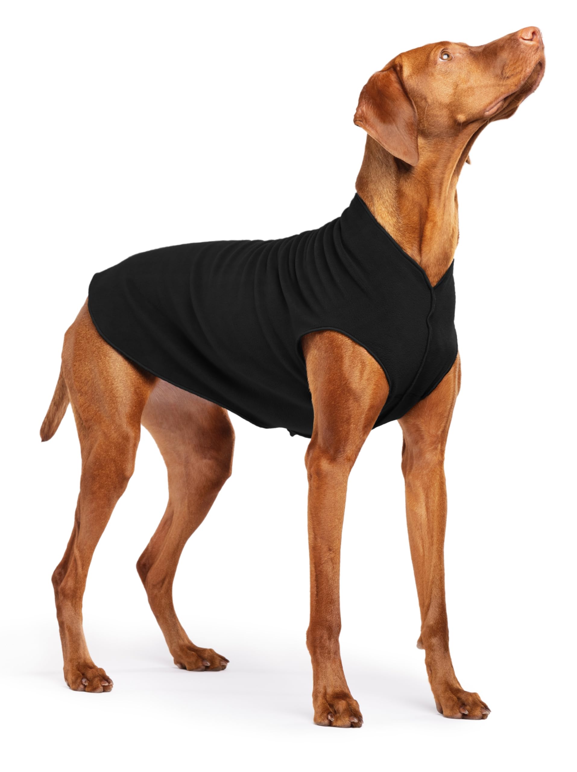 Gold Paw Stretch Fleece Dog Coat, Stretchy Pet Sweater, Machine Washable Pullover For Winter And Fall, Black, 18