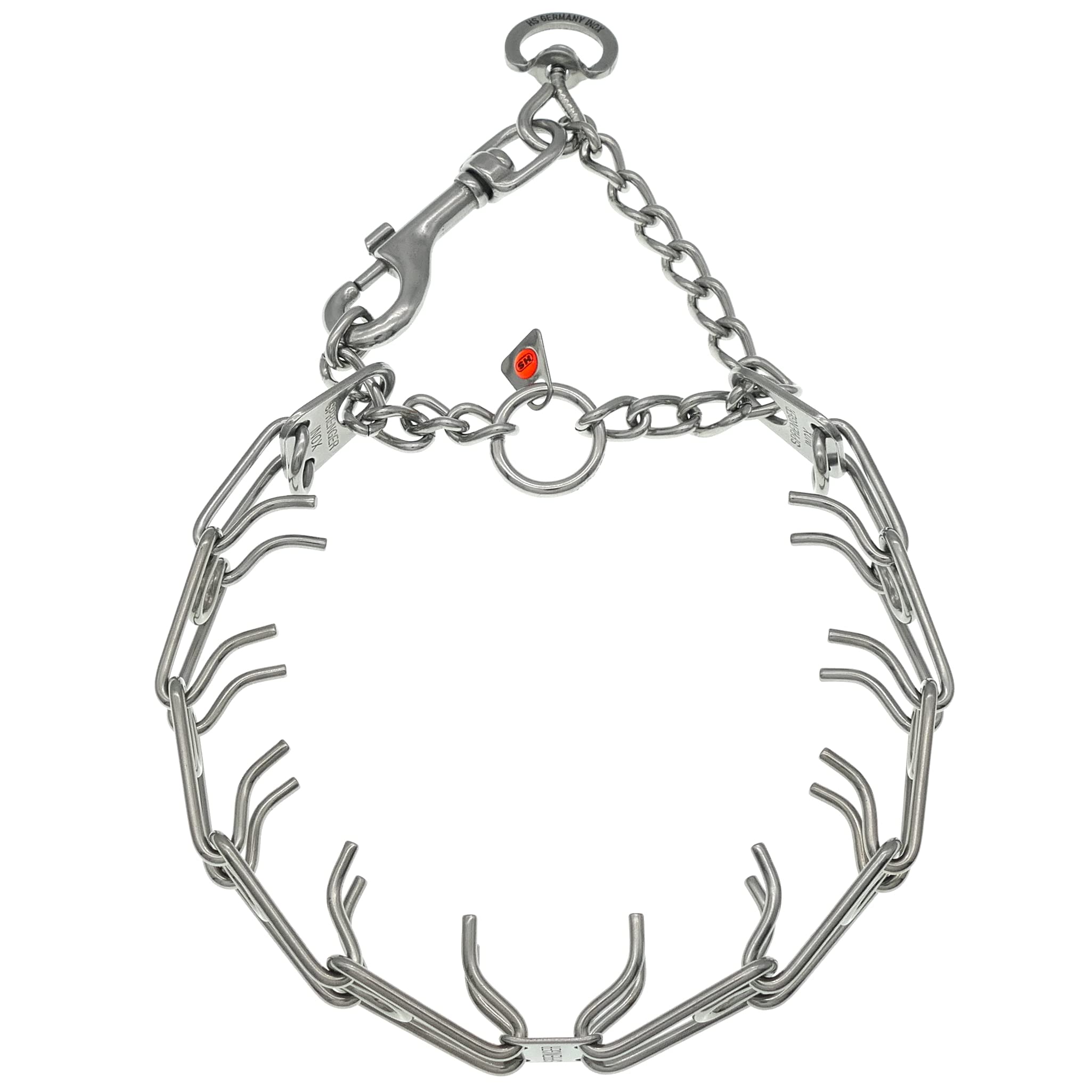 Herm Sprenger Stainless Steel Ultra-Plus Prong Dog Training Collar With Quick Release Snap Hook And Swivel D-Ring For Medium Lar
