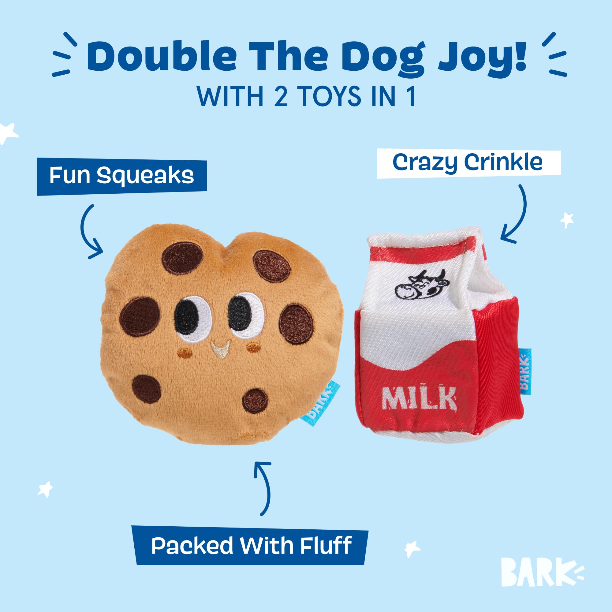 Barkbox Afterschool Snack Pack Dog Toy Bundle – Plush Squeaky Toys for Small Dogs – Large Size