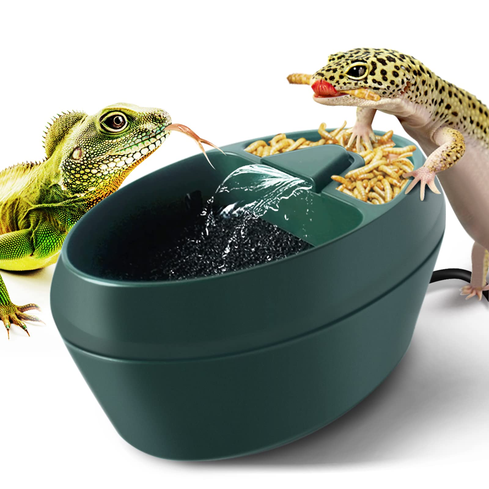 Mygiikaka Reptile Drinking Water Fountain Chameleon Accessories Automatic Circulation System With Trough, Bearded Dragon Cage Accessories Reptiles Habitat Waterfall For Snake/Lizard/Chameleon/Turtle