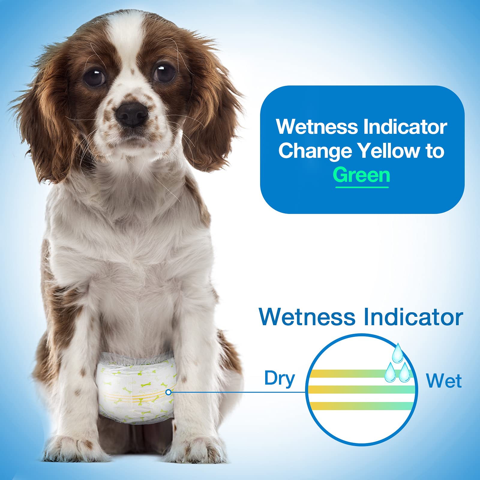 Pet Soft Disposable Male Dog Wraps - Dog Diapers For Male Dogs, Puppy Diapers With Wetness Indicator 48 Counts Xsmall
