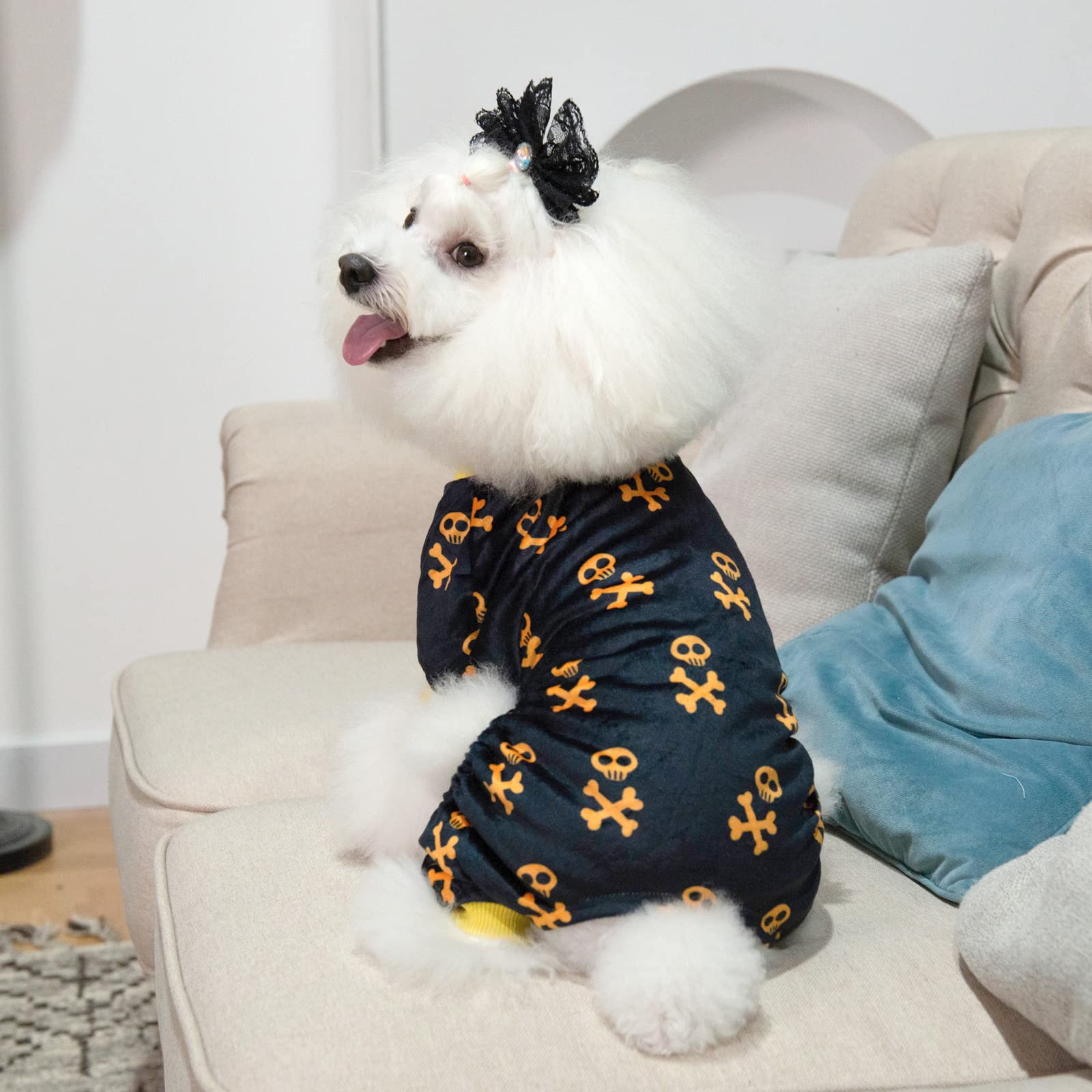Cutebone Dog Halloween Pajamas Skull Clothes Soft Puppy Pjs For Small Dogs P247S