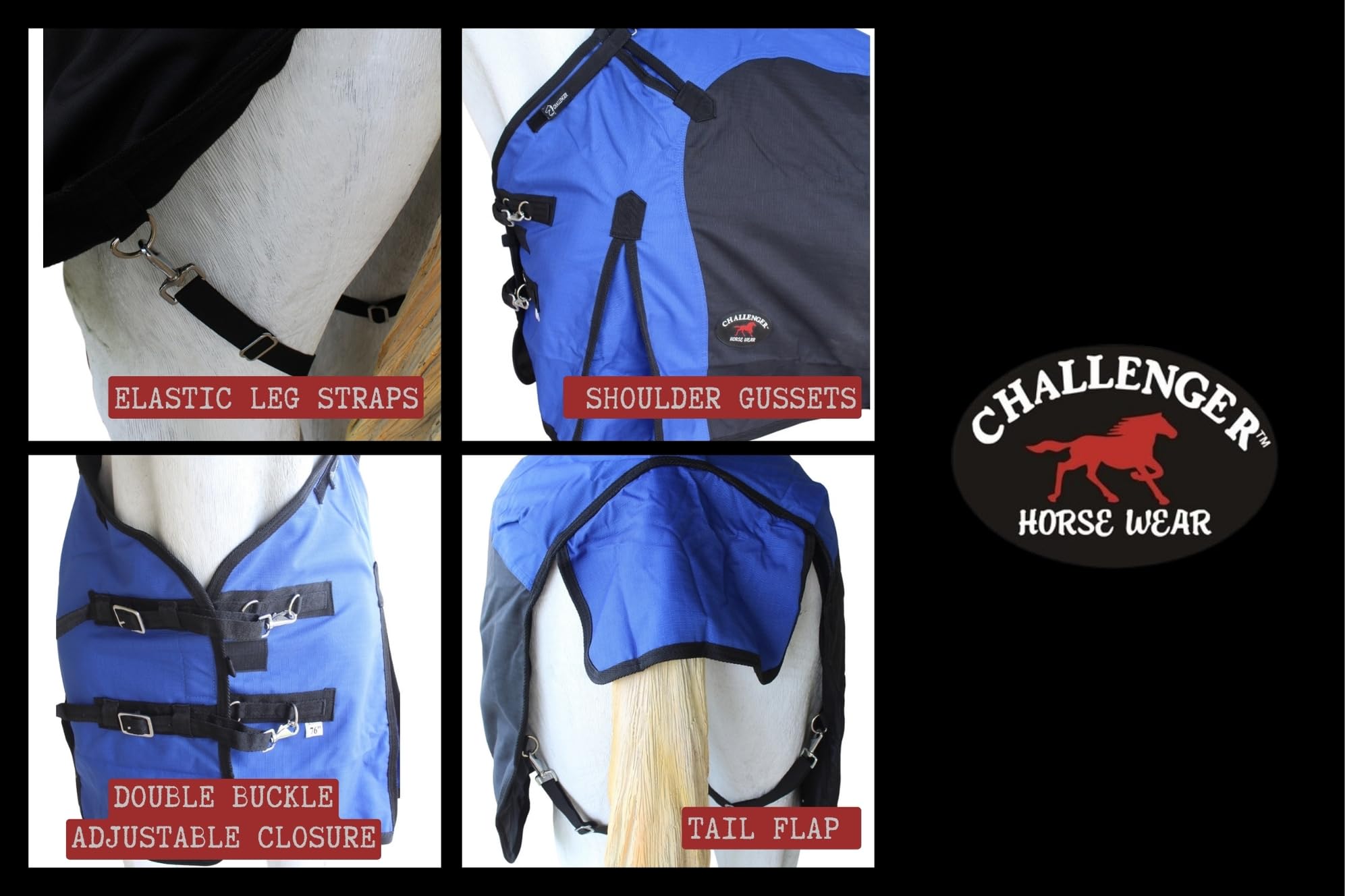 Challenger 68'' 1200D Turnout Waterproof Fleece Lined Medium Winter Blanket Sheet 385Lg