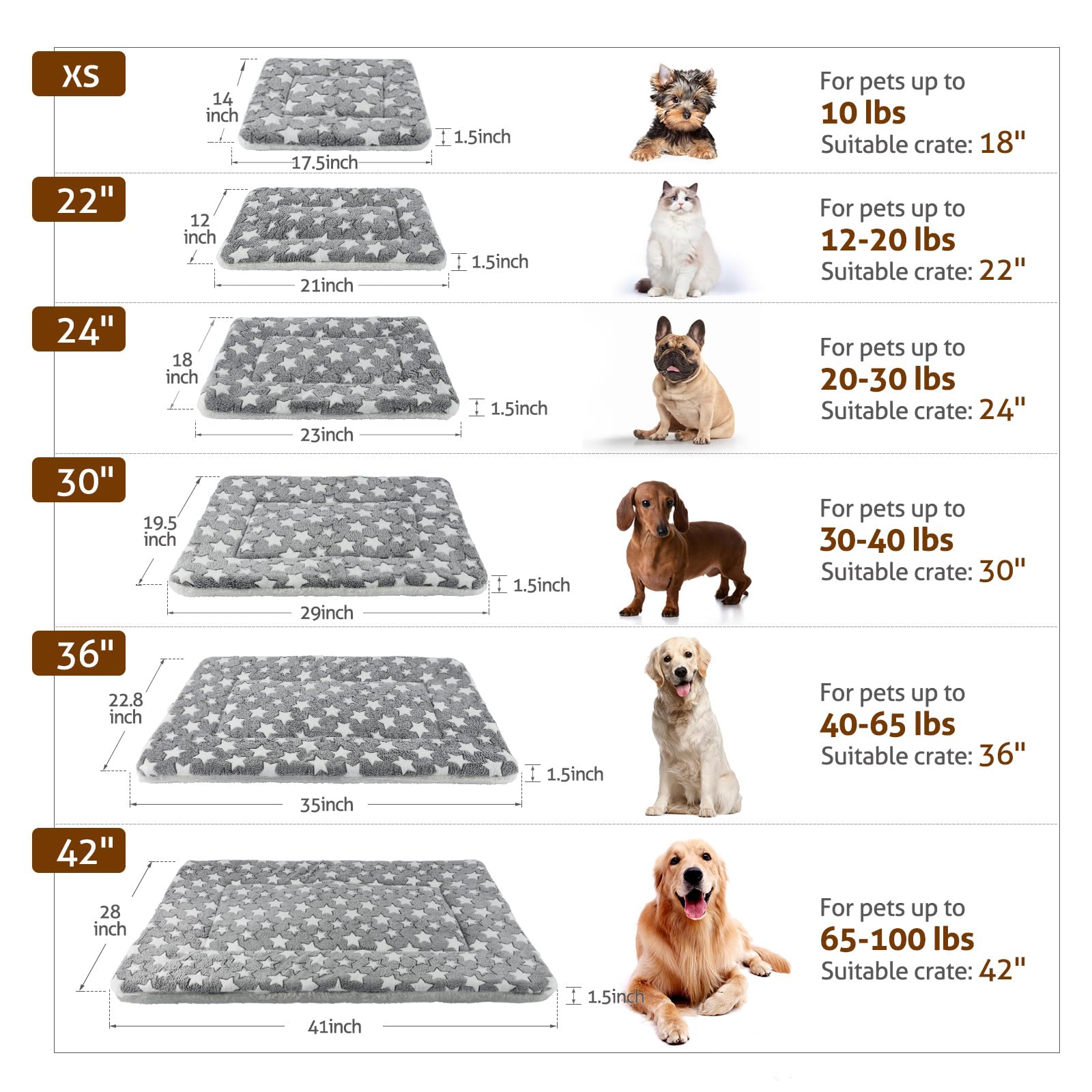 Mora Pets Cat Bed Dog Crate Pad Ultra Soft Pet Bed With Cute Star Print Washable Crate Mat For Small Dogs And Indoor Cats Reversible Fleece Dog Kennel Pad Cat Carrier Mat 14 X 17.5 Inch Grey