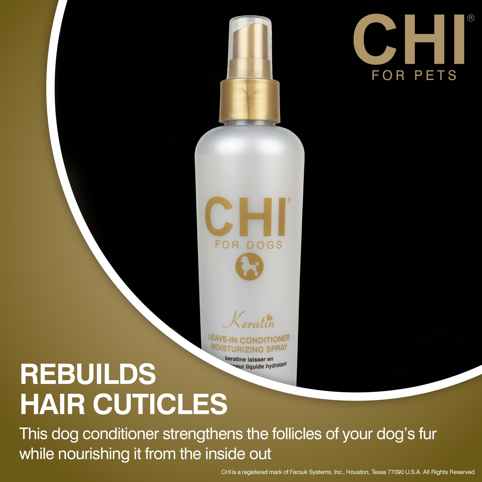 CHI For Dogs Keratin Leave In Conditioner Moisturizing Spray, 8 oz Paraben Free & pH Balanced for Dogs Made In the USA, Clear (F